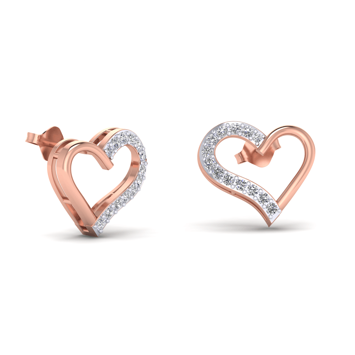 Gold Plated Sterling Silver Heart Shaped Diamond Earrings 5 reviews