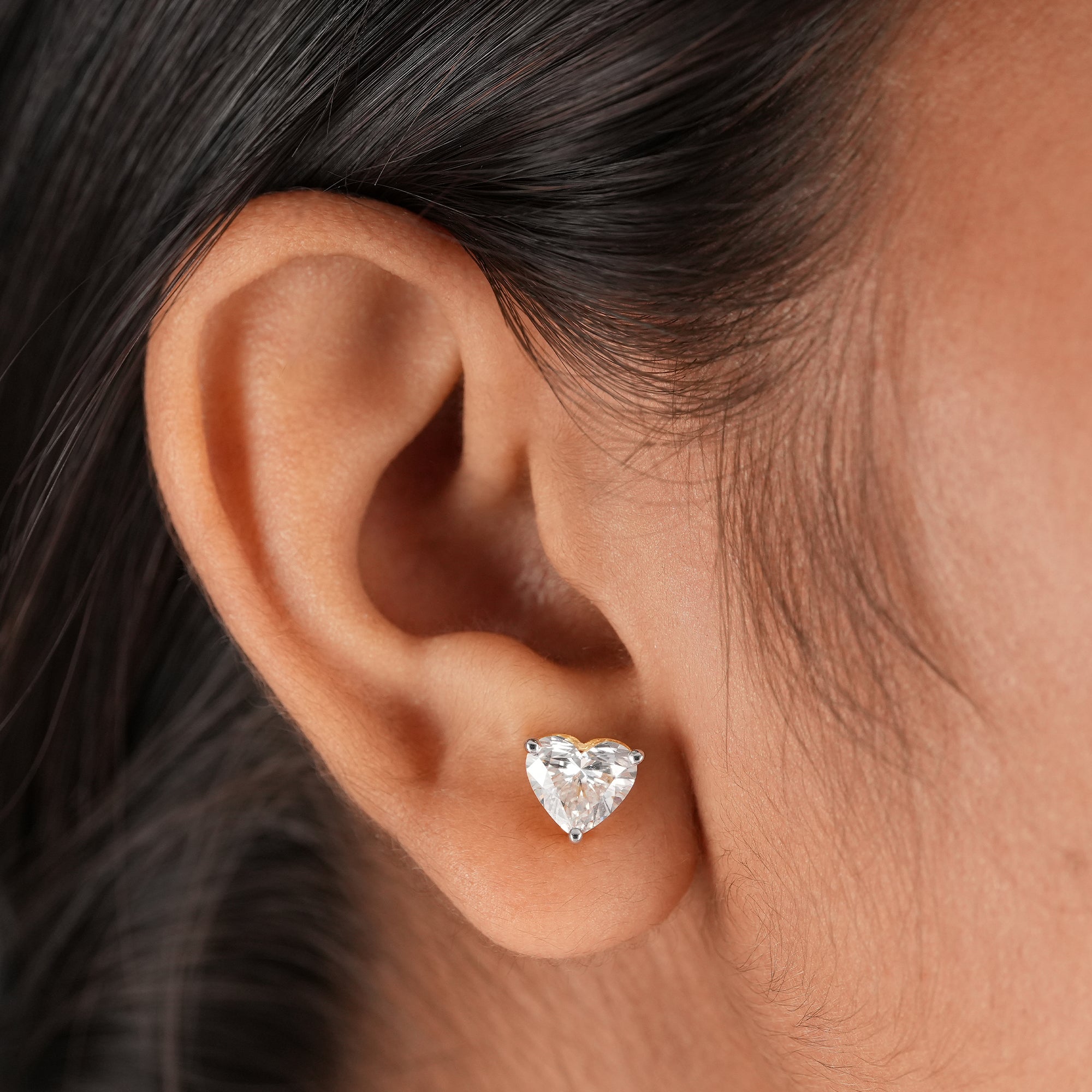 Heart Cut Lab Grown Diamond Stud Earrings