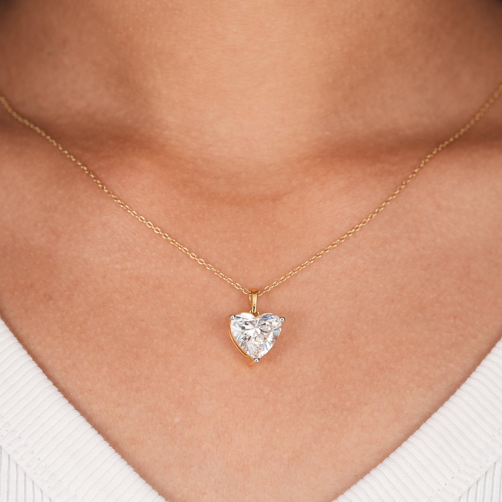 3 CT Heart Cut Lab Diamond Solitaire Pendant Necklace