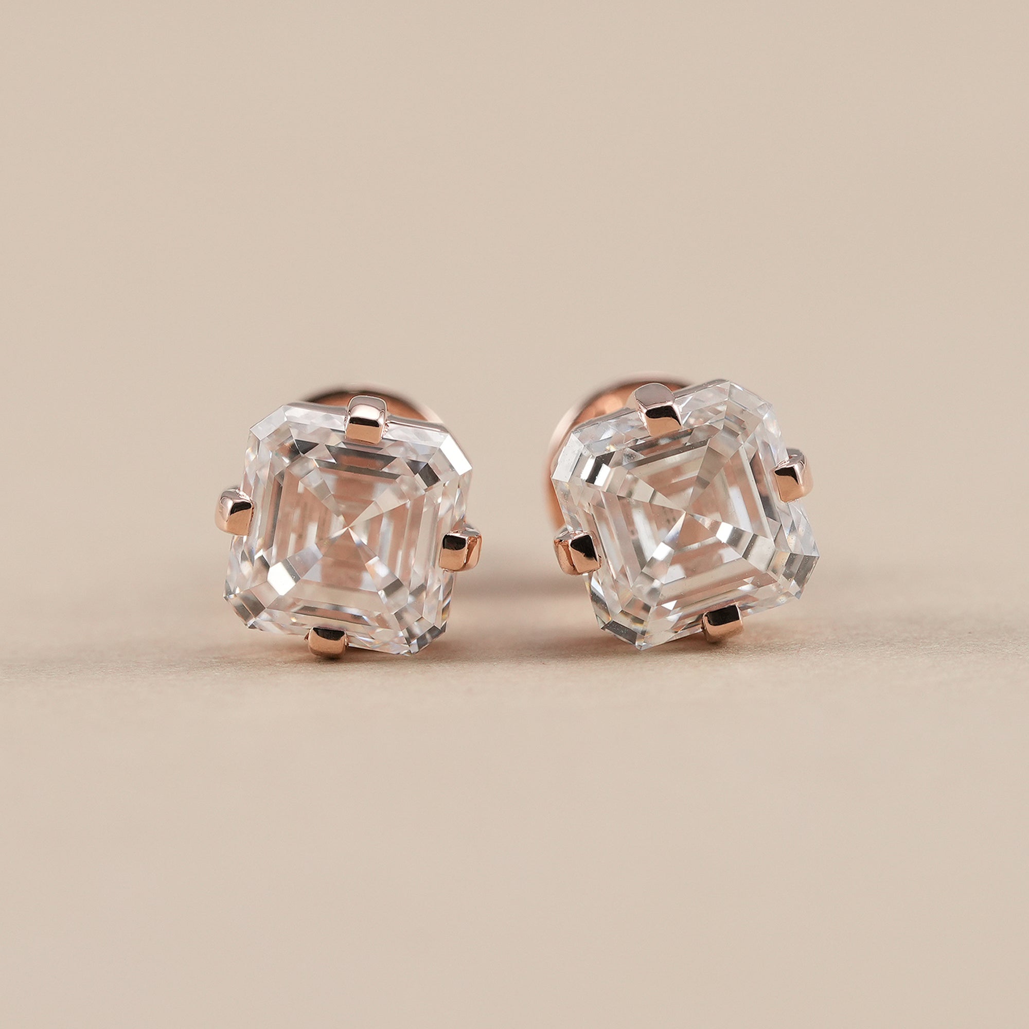 Asscher Cut Lab Grown Diamond Stud Earrings