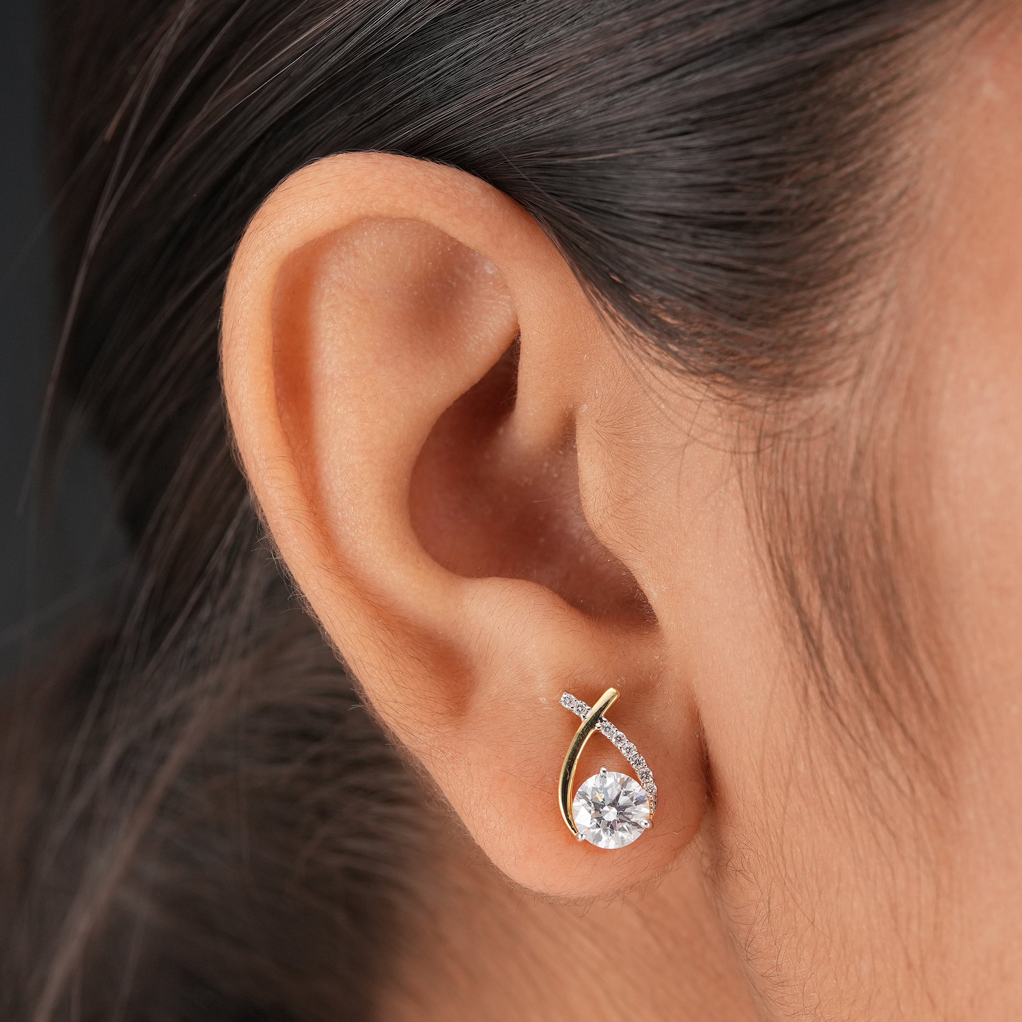Round Cut Lab Grown Diamond Stud Earrings