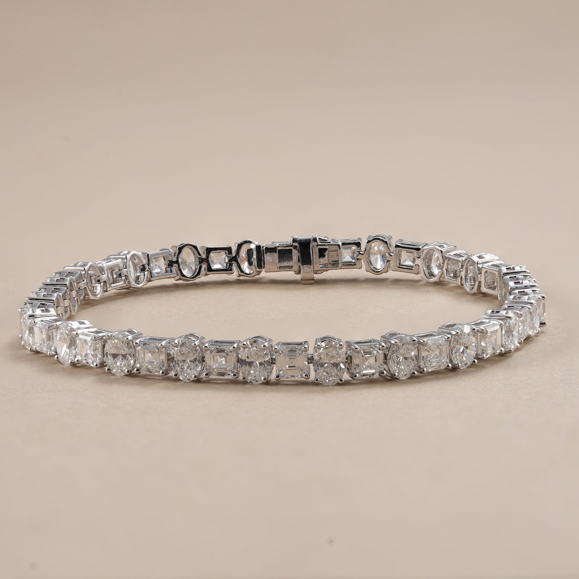 Asscher and Oval Alternative Lab Diamond Tennis Bracelet