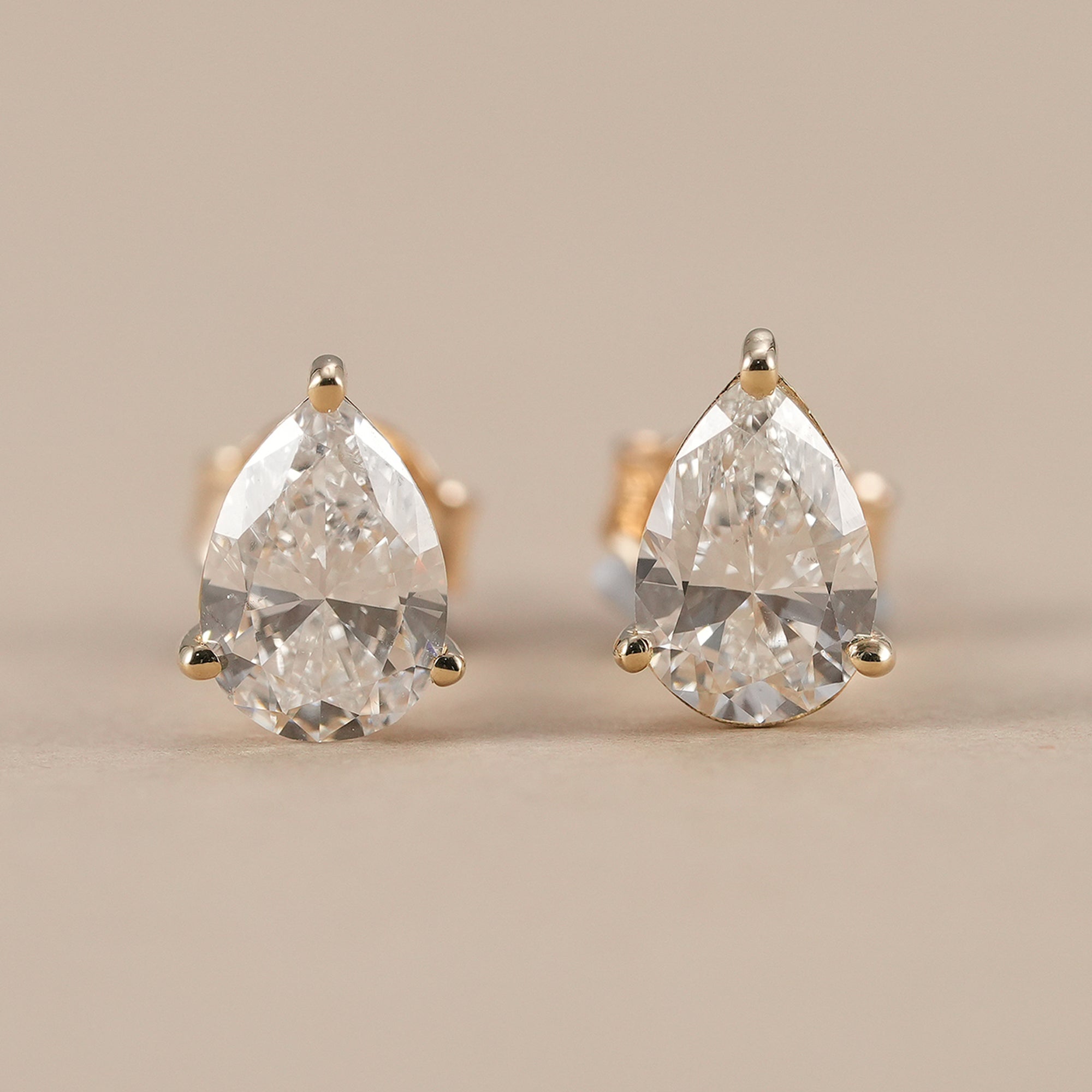 Pear Cut Lab Grown Diamond Stud Earrings