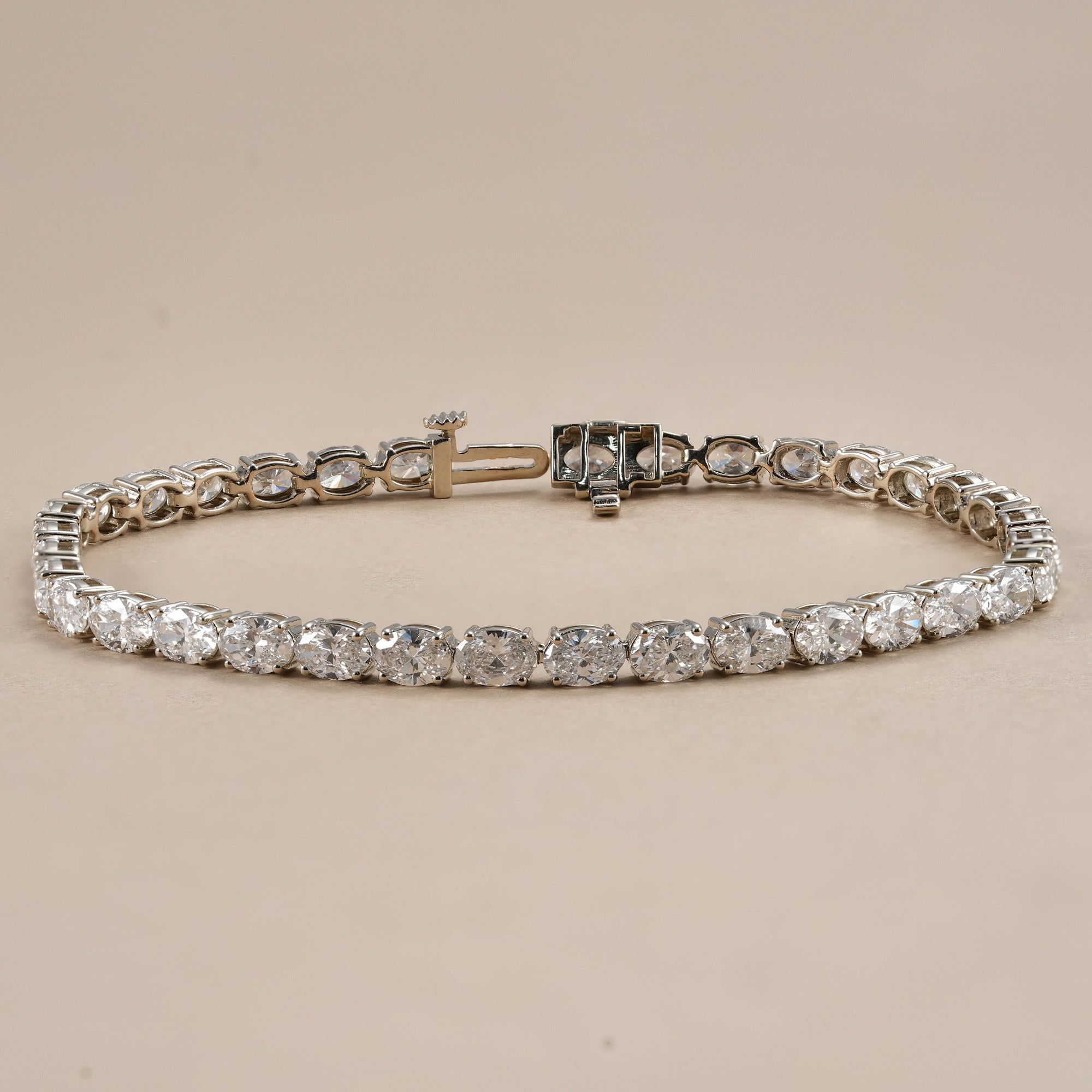 East-West Oval Cut Lab Grown Diamond Tennis Bracelet