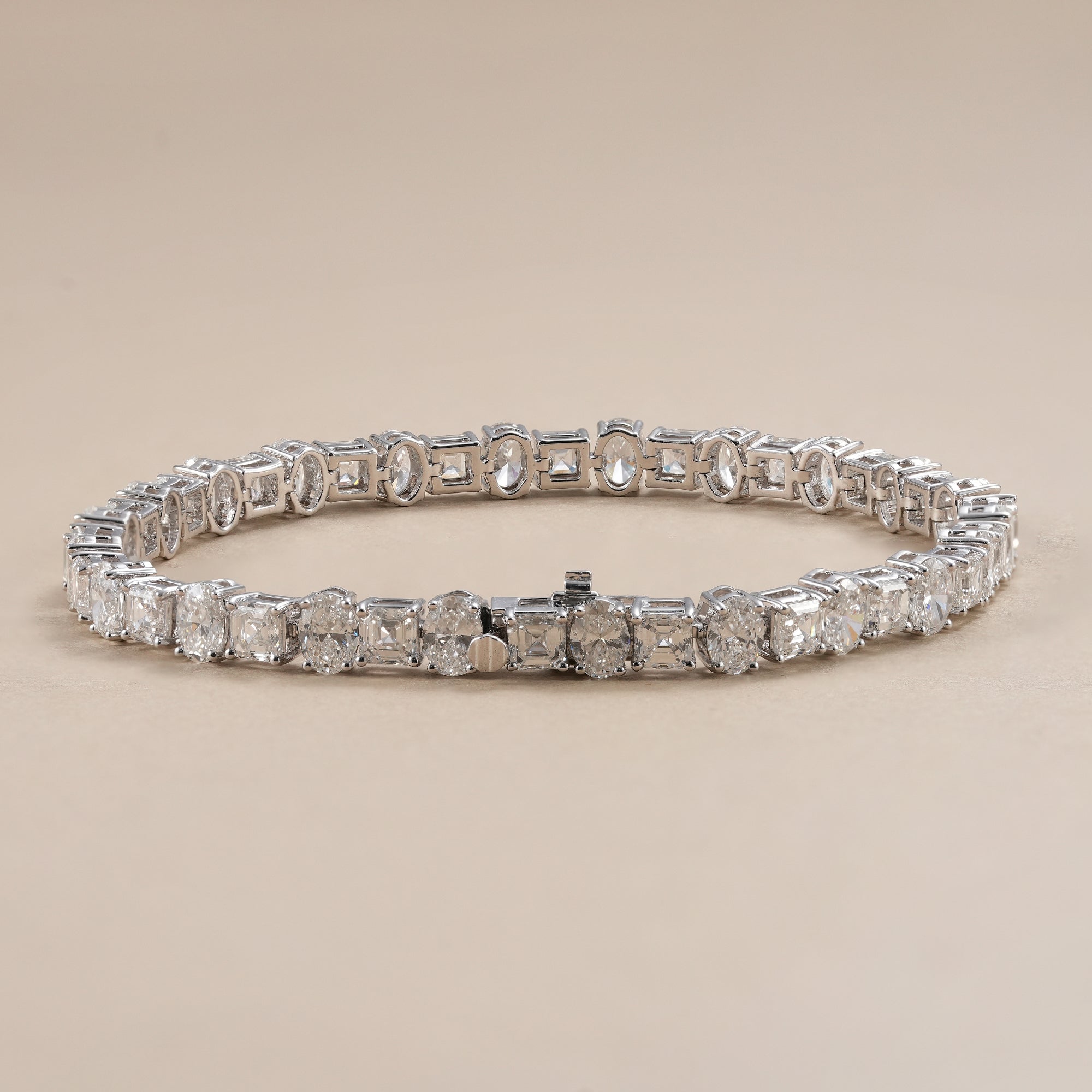 Asscher and Oval Alternative Lab Diamond Tennis Bracelet