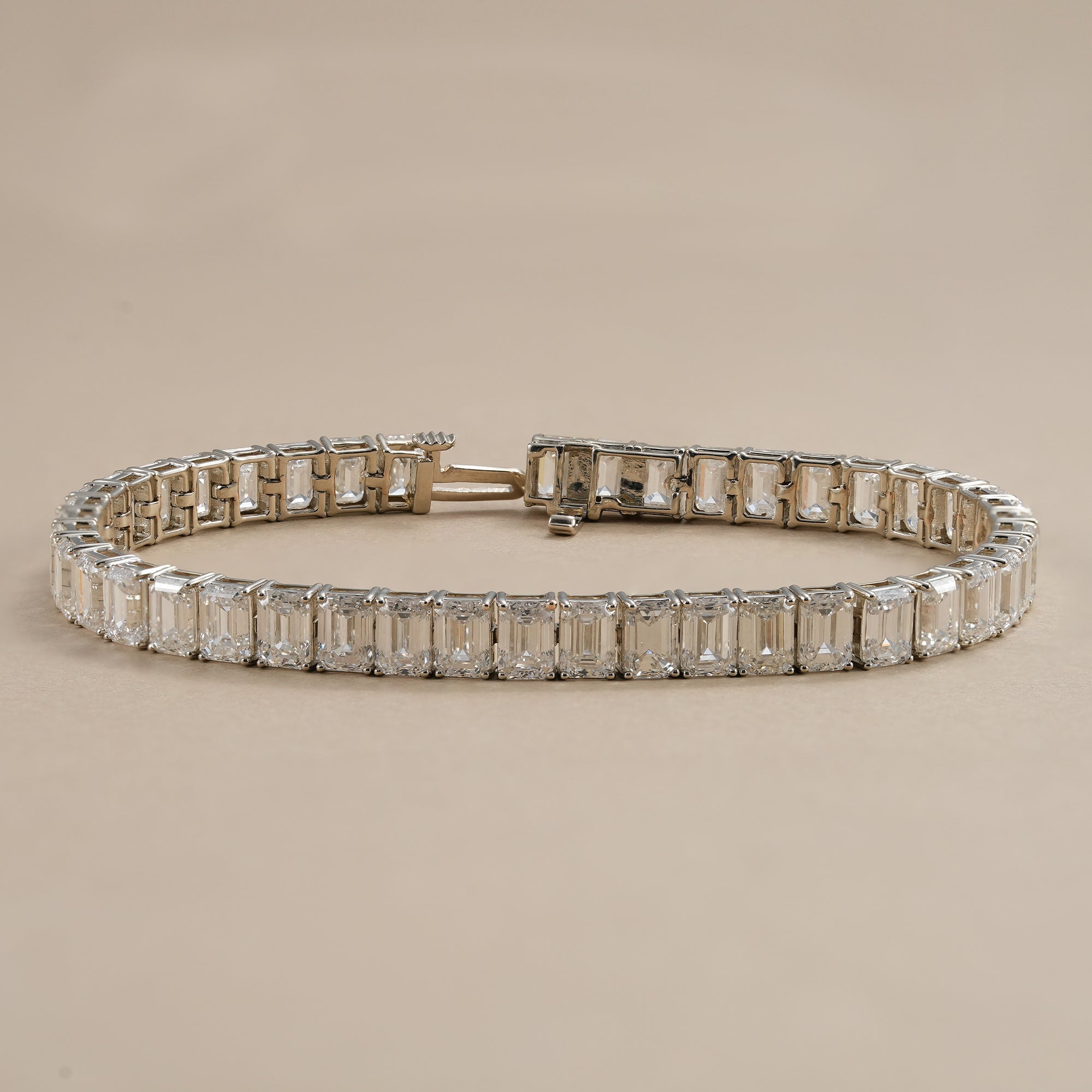 Emerald Cut Lab Grown Diamond Tennis Bracelet