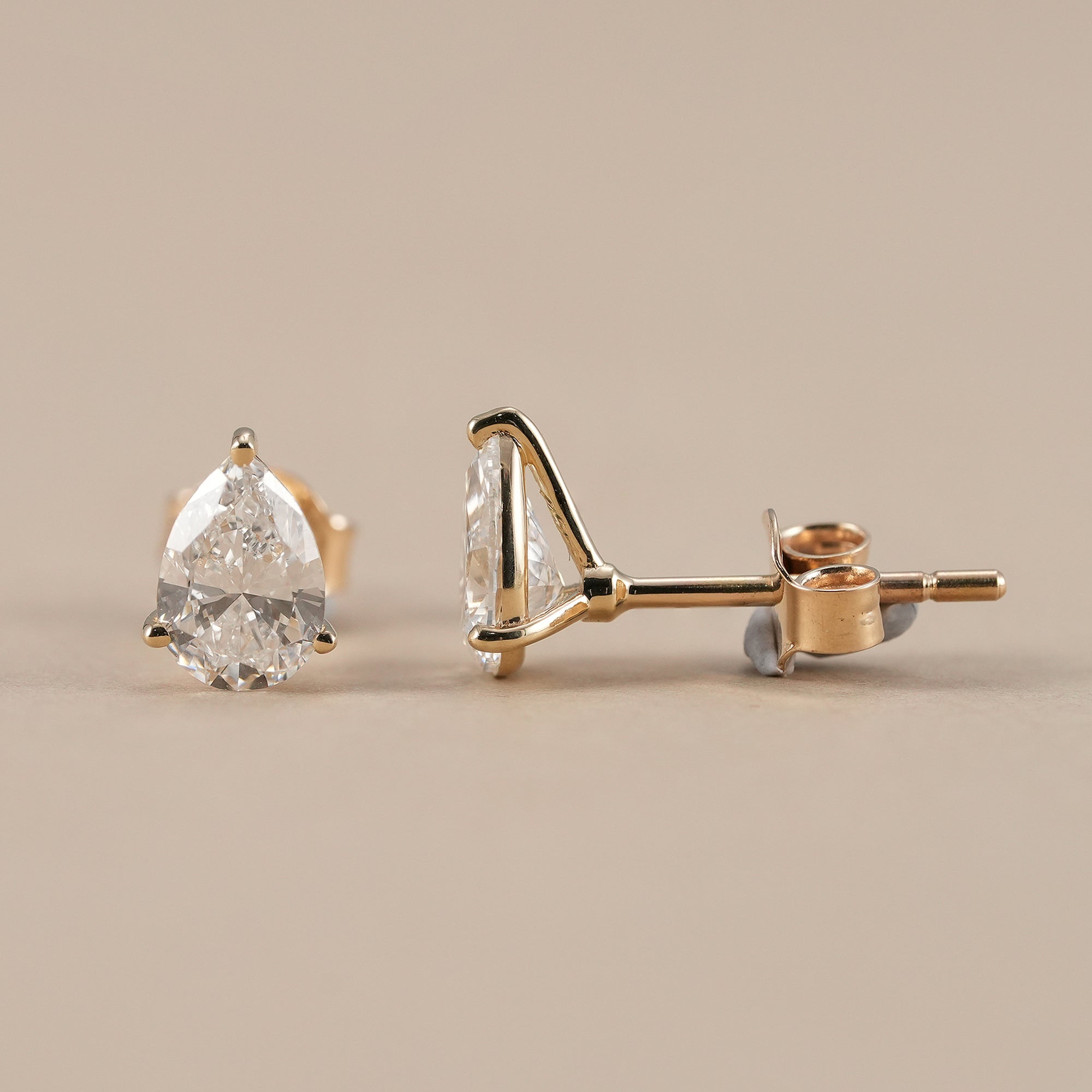 Pear Cut Lab Grown Diamond Stud Earrings