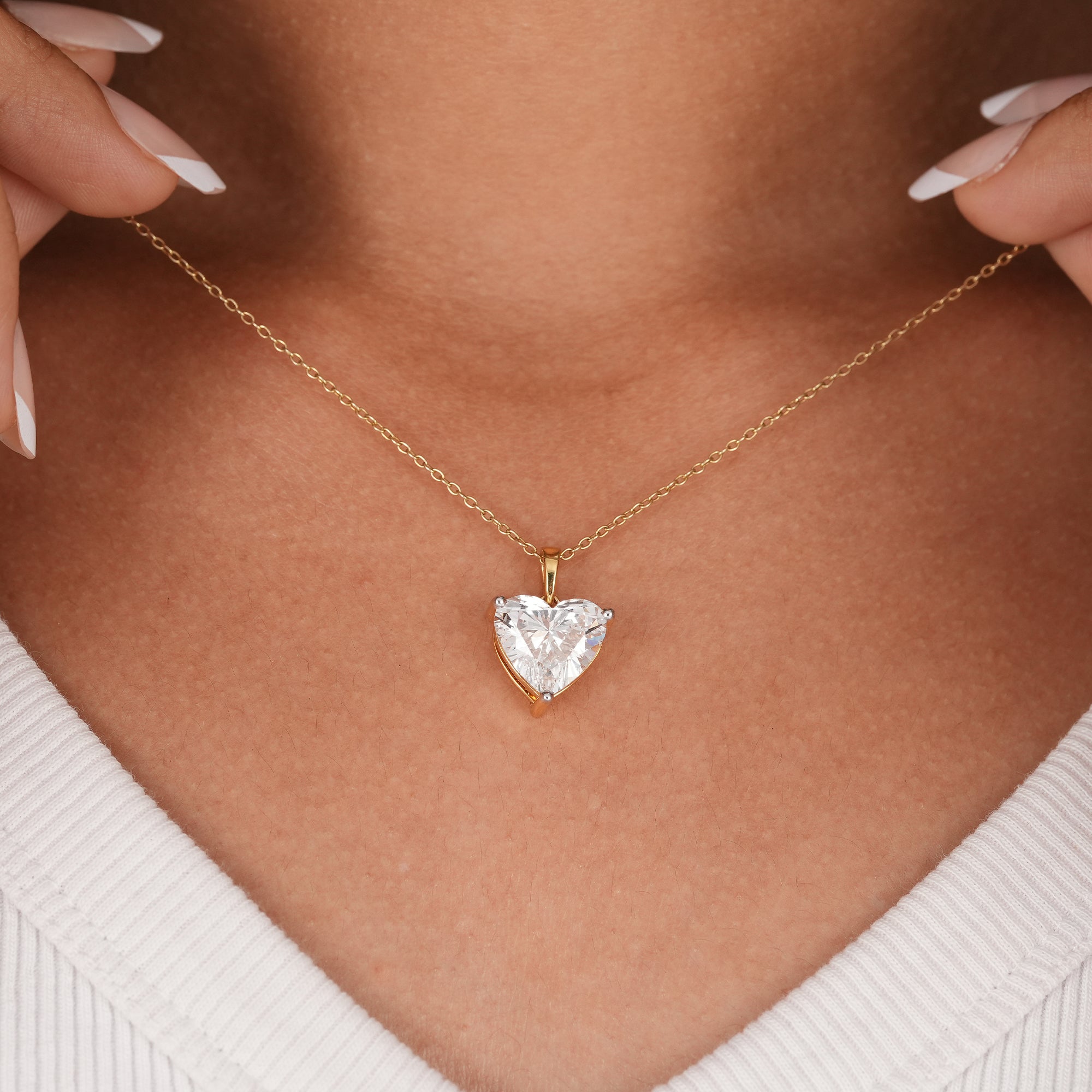 3 CT Heart Cut Lab Diamond Solitaire Pendant Necklace