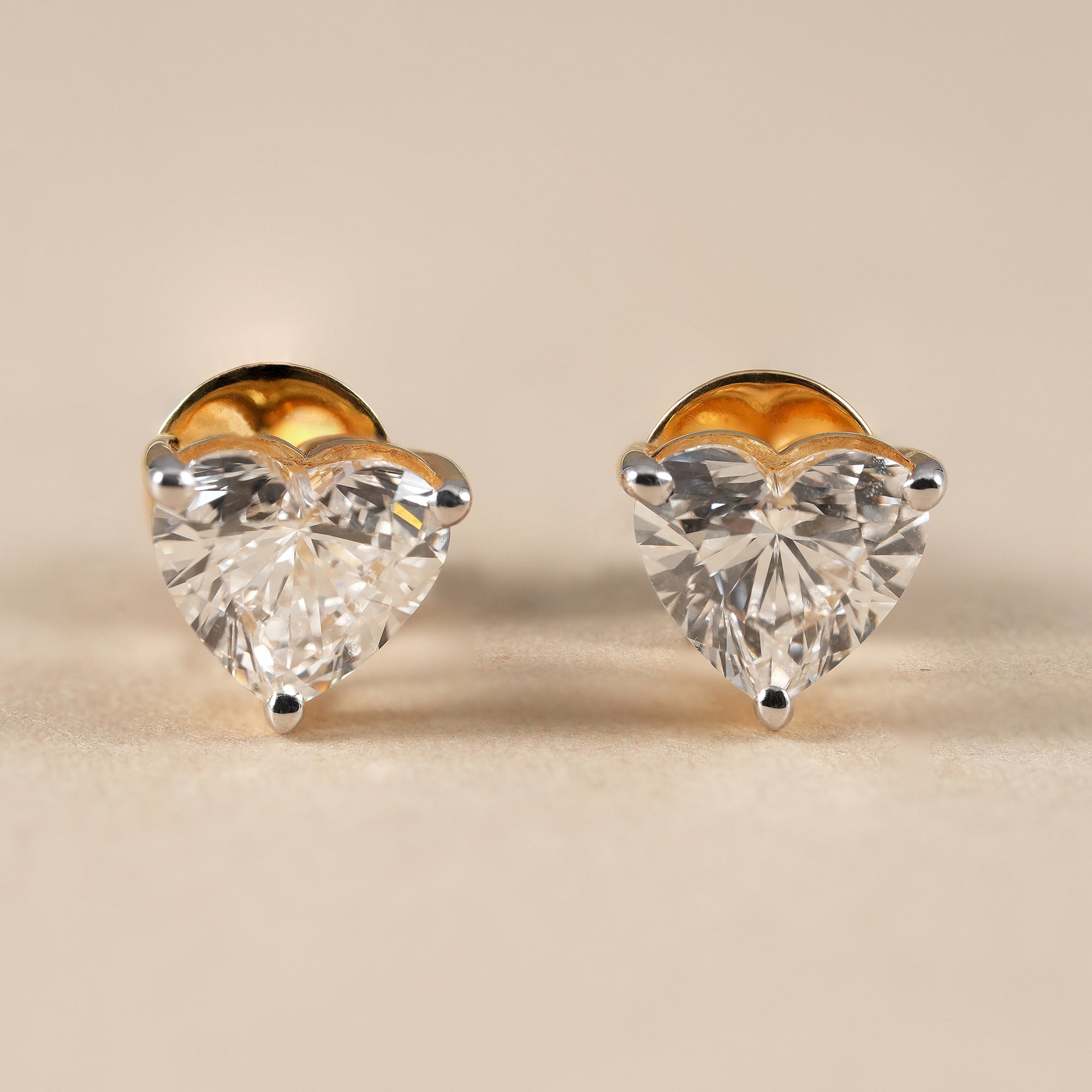 Heart Cut Lab Grown Diamond Stud Earrings