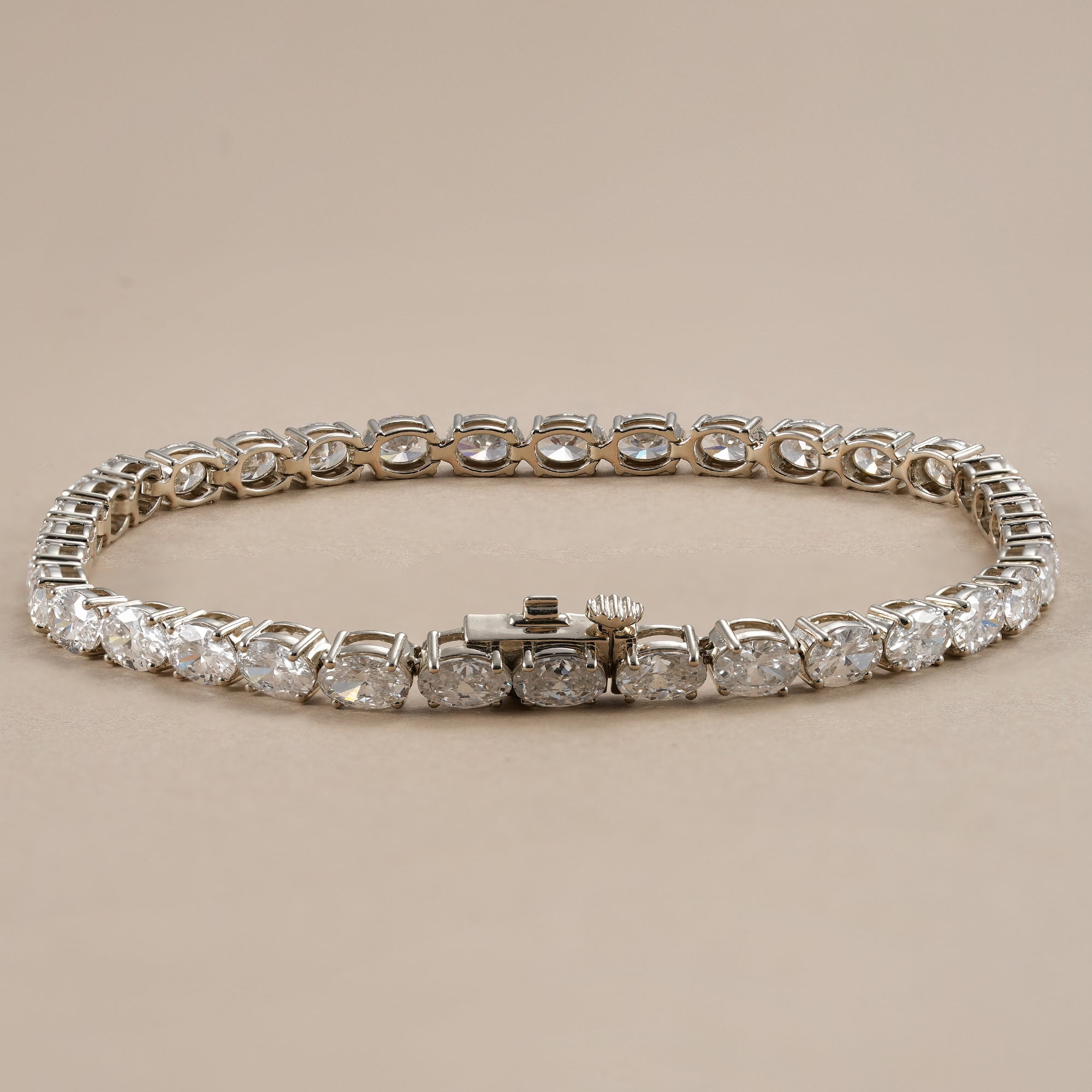 East-West Oval Cut Lab Grown Diamond Tennis Bracelet