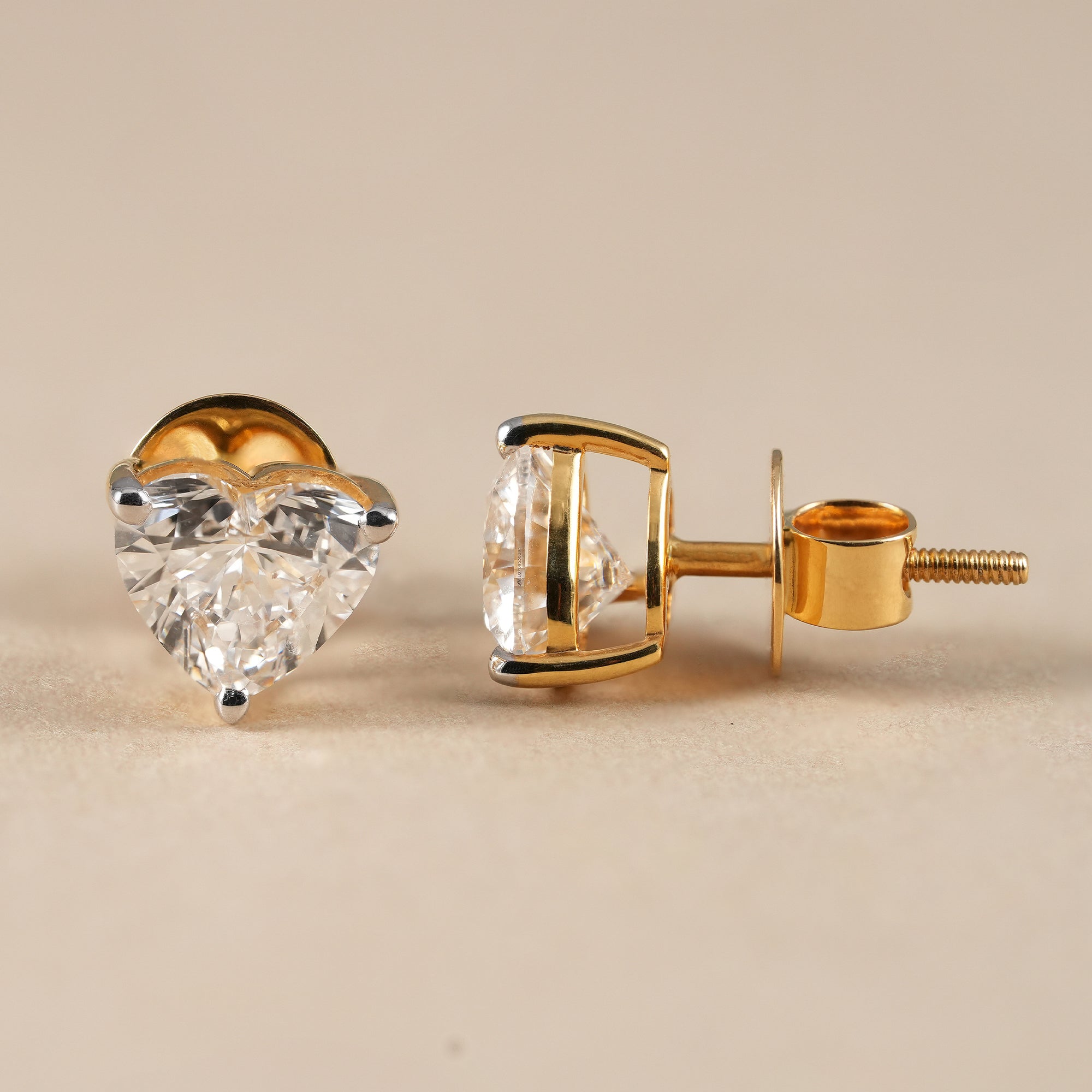 Heart Cut Lab Grown Diamond Stud Earrings