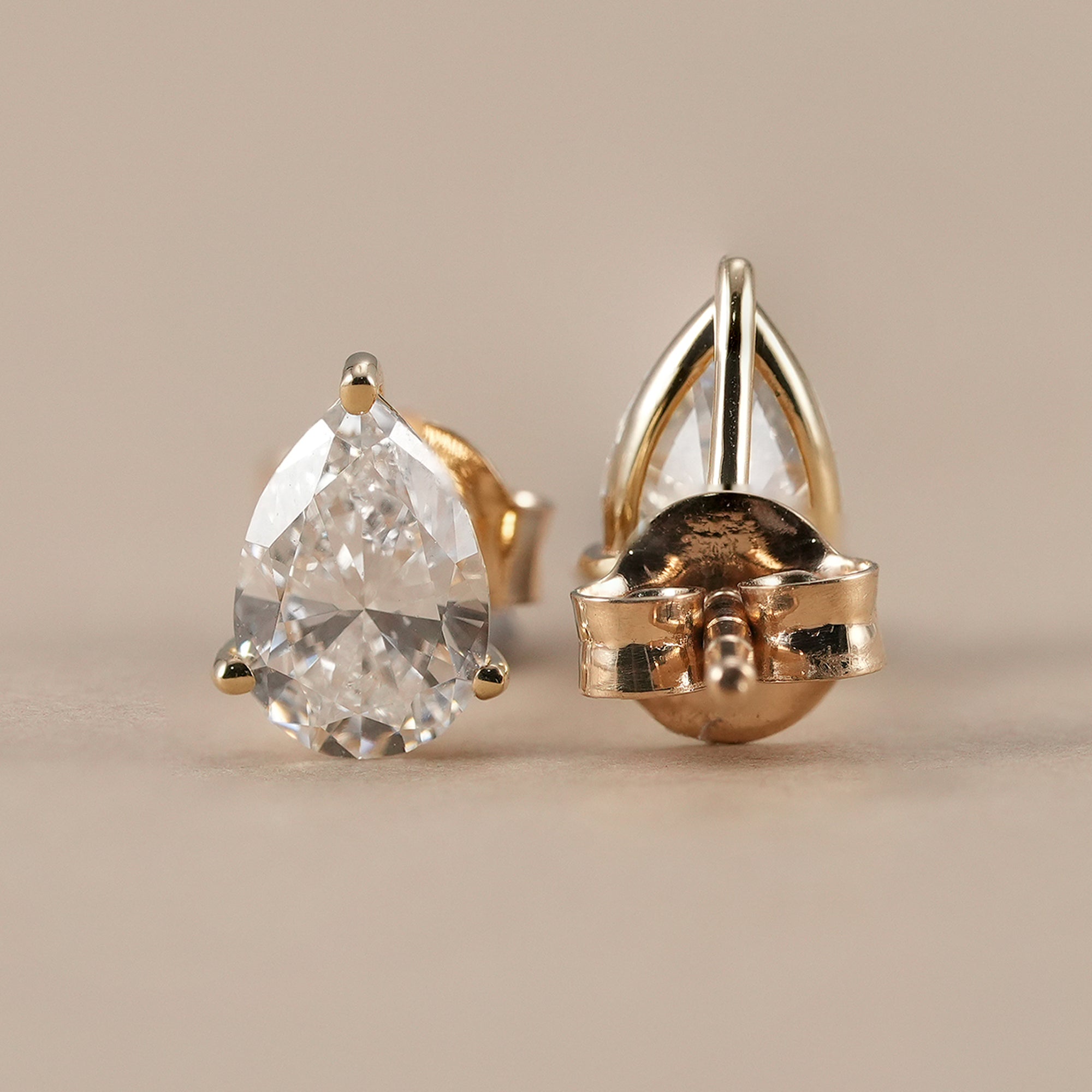 Pear Cut Lab Grown Diamond Stud Earrings