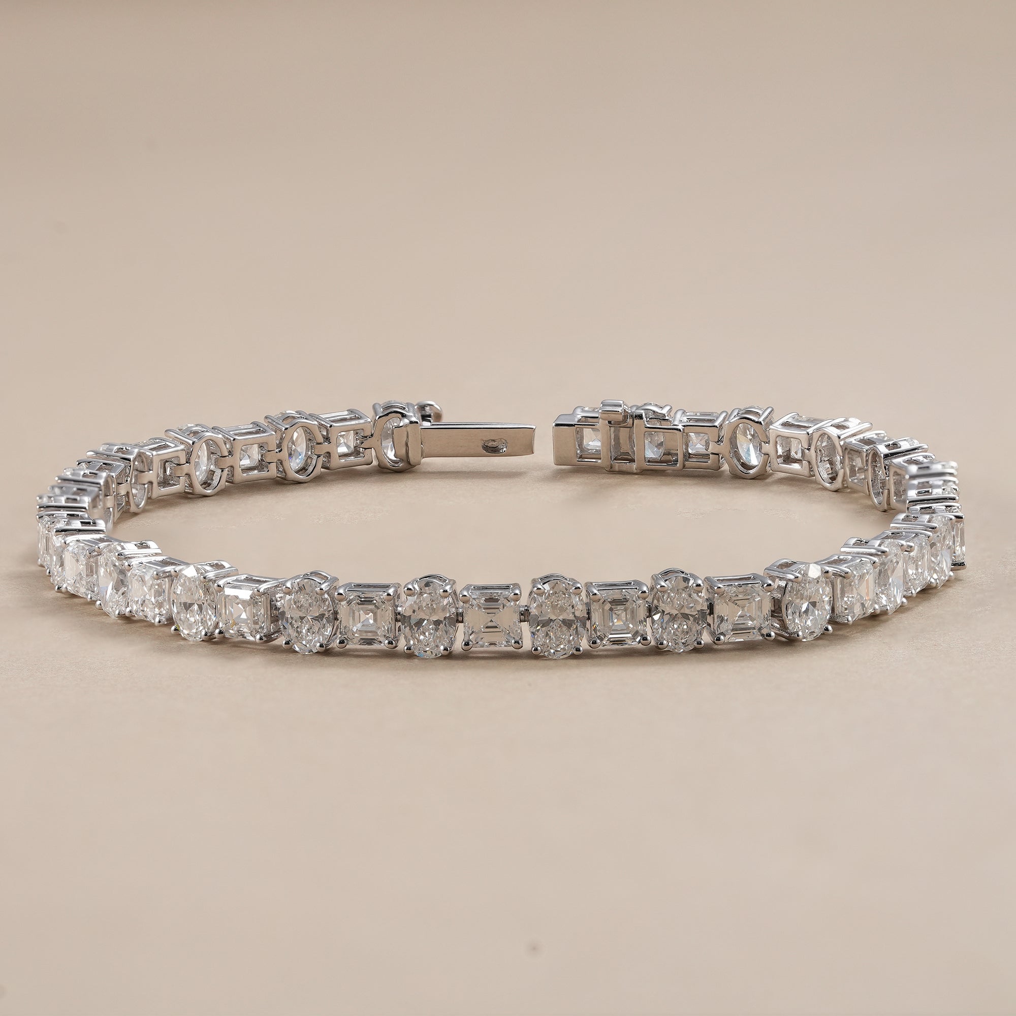 Asscher and Oval Alternative Lab Diamond Tennis Bracelet