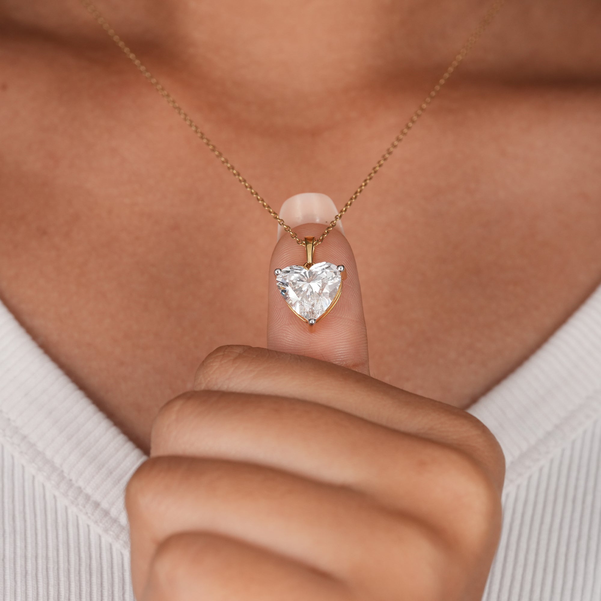 3 CT Heart Cut Lab Diamond Solitaire Pendant Necklace