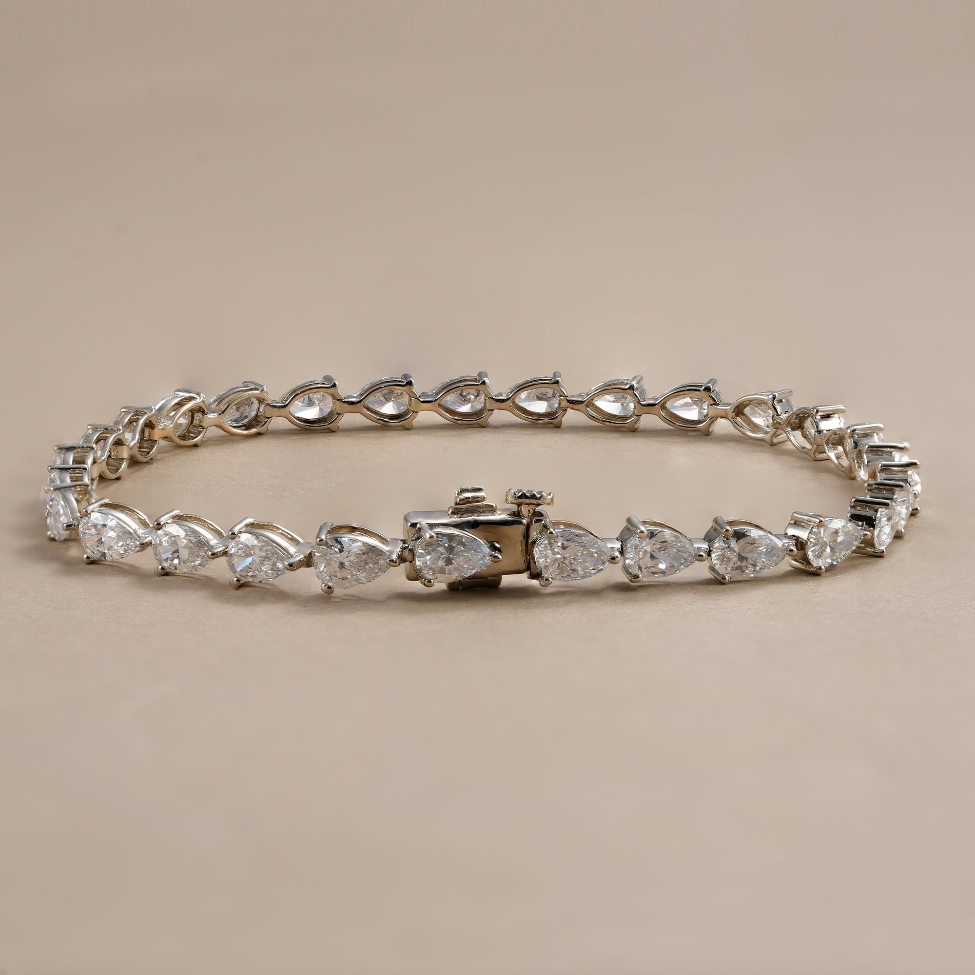 Pear Cut Lab Grown Diamond Tennis Bracelet