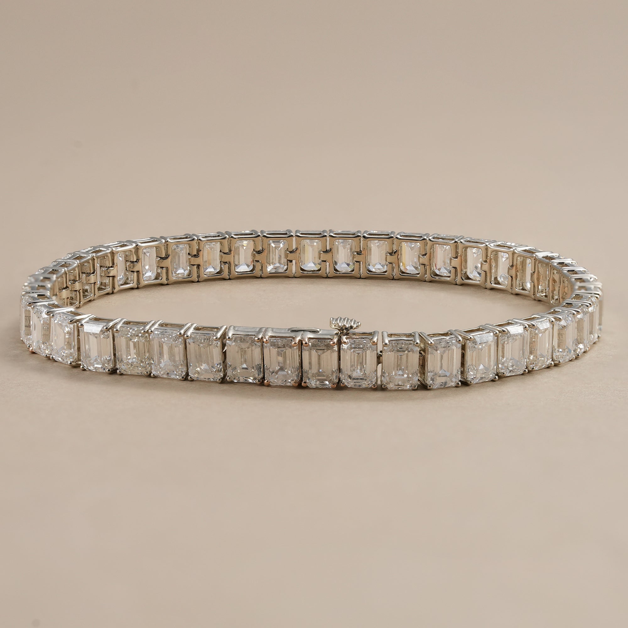 Emerald Cut Lab Grown Diamond Tennis Bracelet