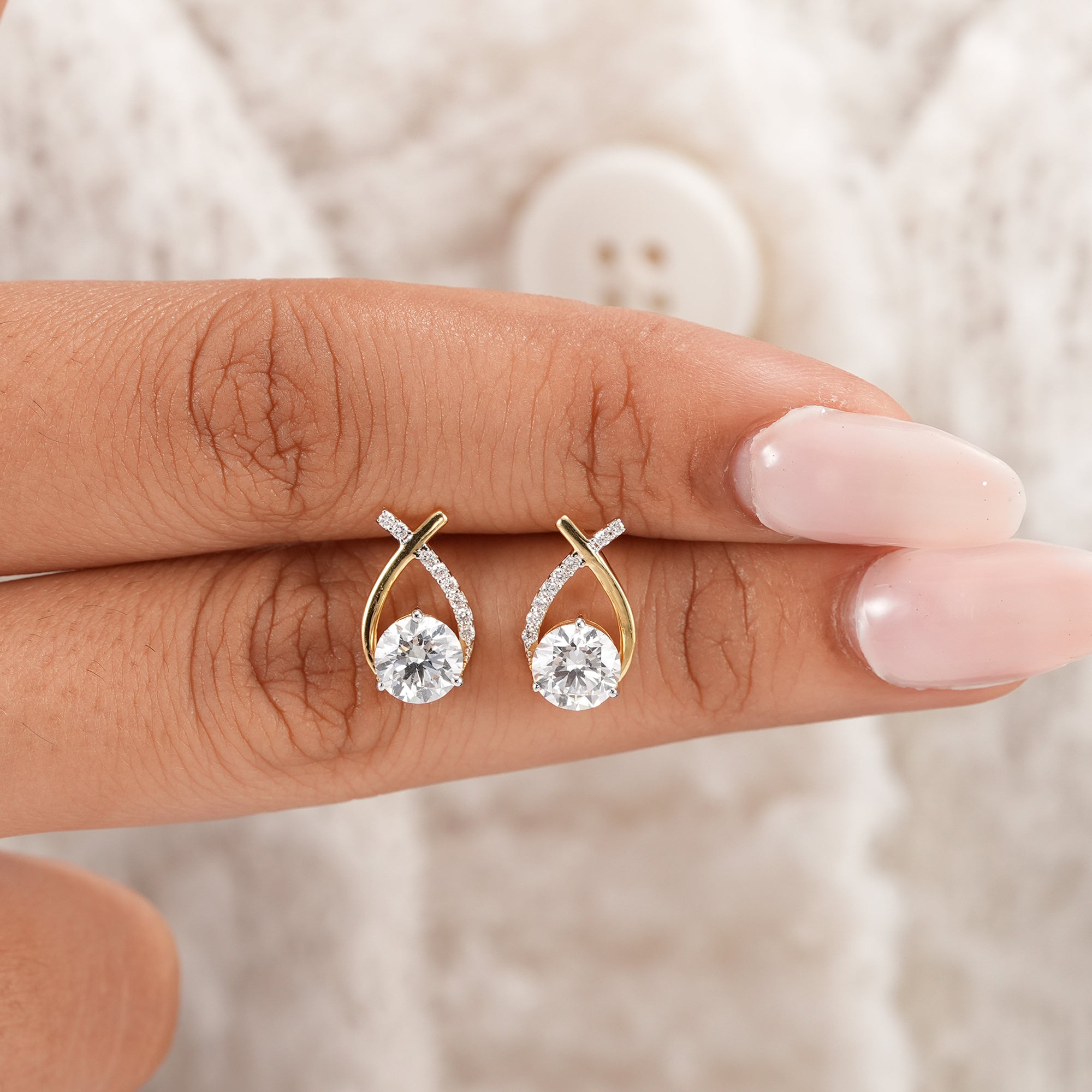 Round Cut Lab Grown Diamond Stud Earrings
