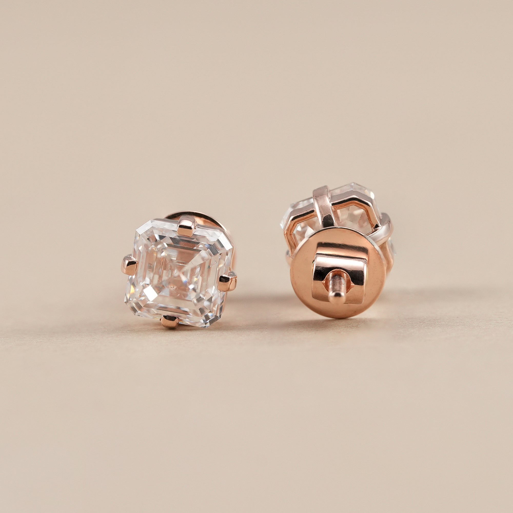 Asscher Cut Lab Grown Diamond Stud Earrings