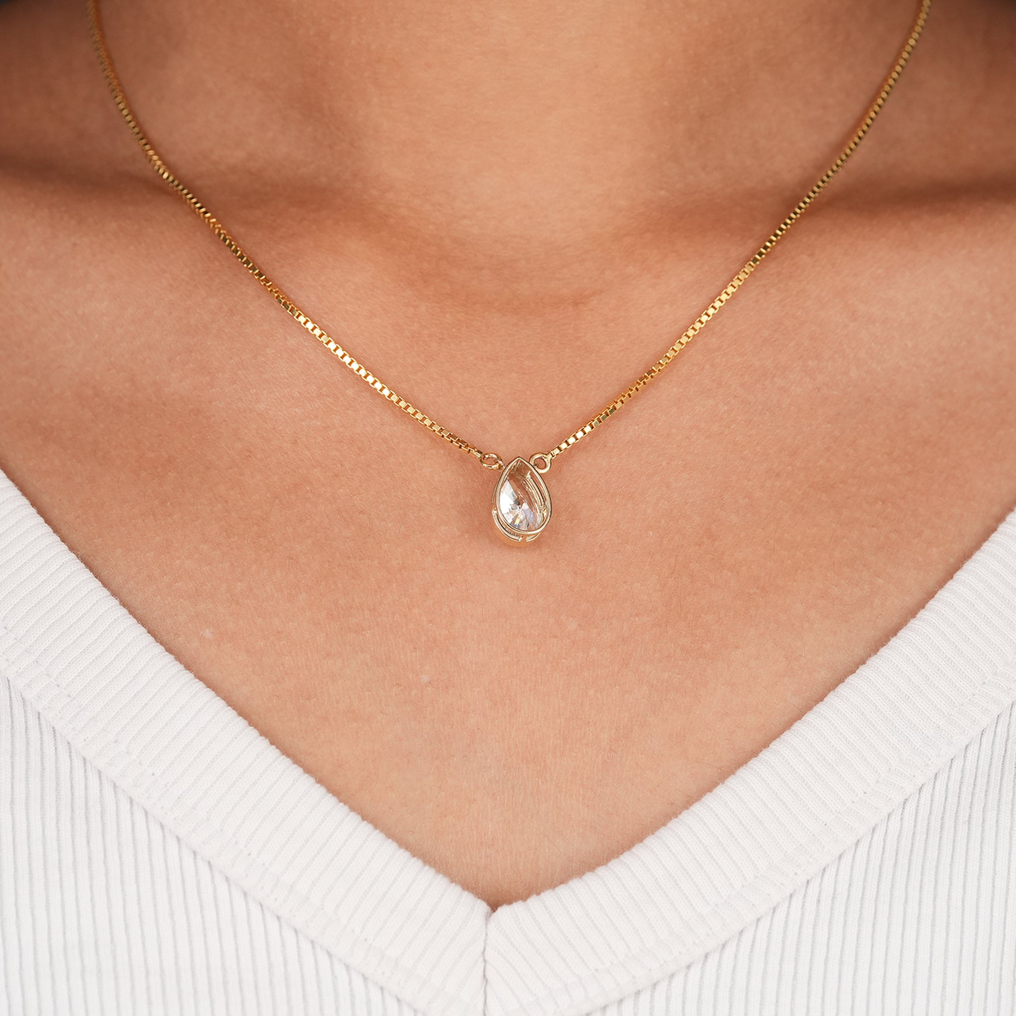 Bezel Set Pear Cut Lab Grown Diamond Solitaire Pendant Necklace