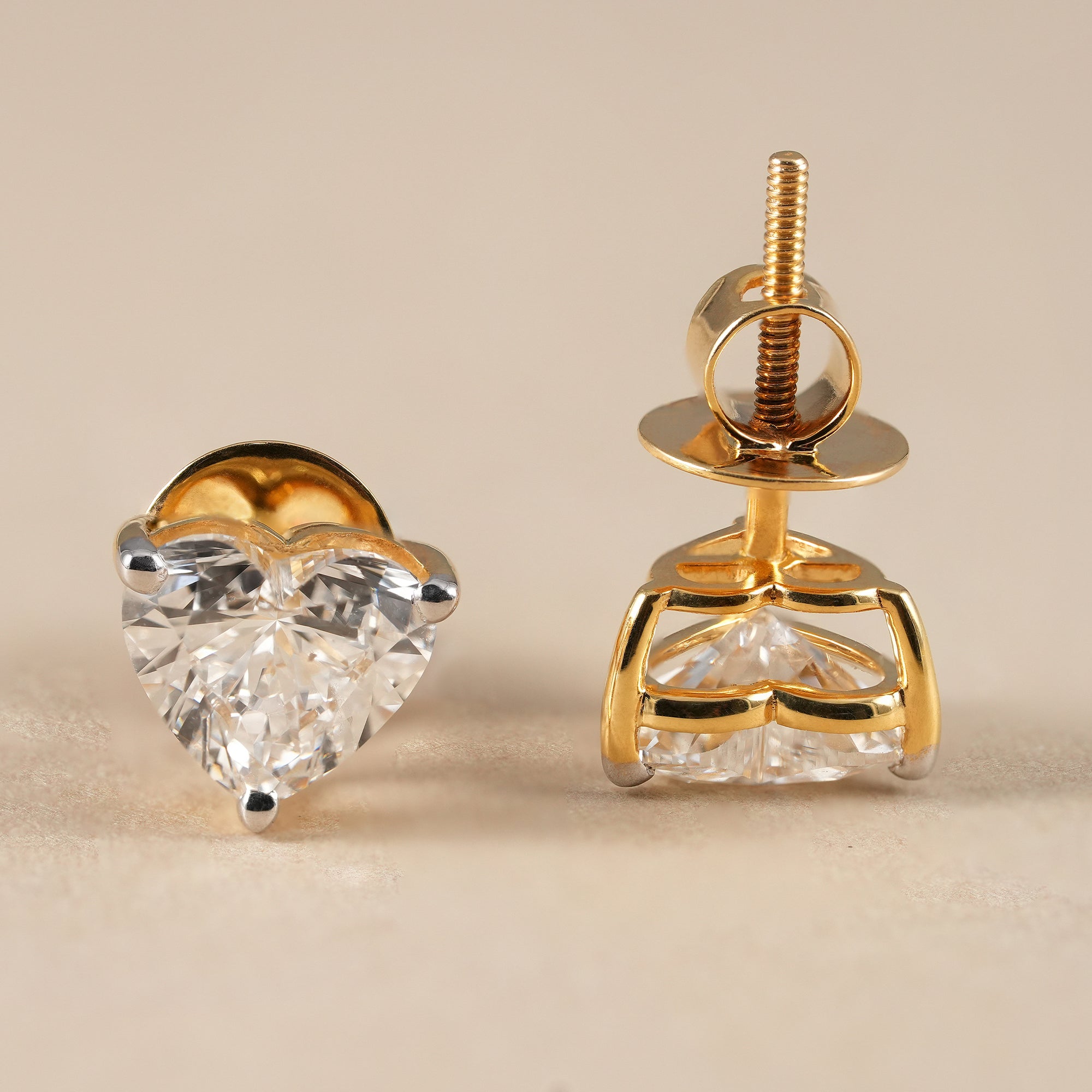 Heart Cut Lab Grown Diamond Stud Earrings