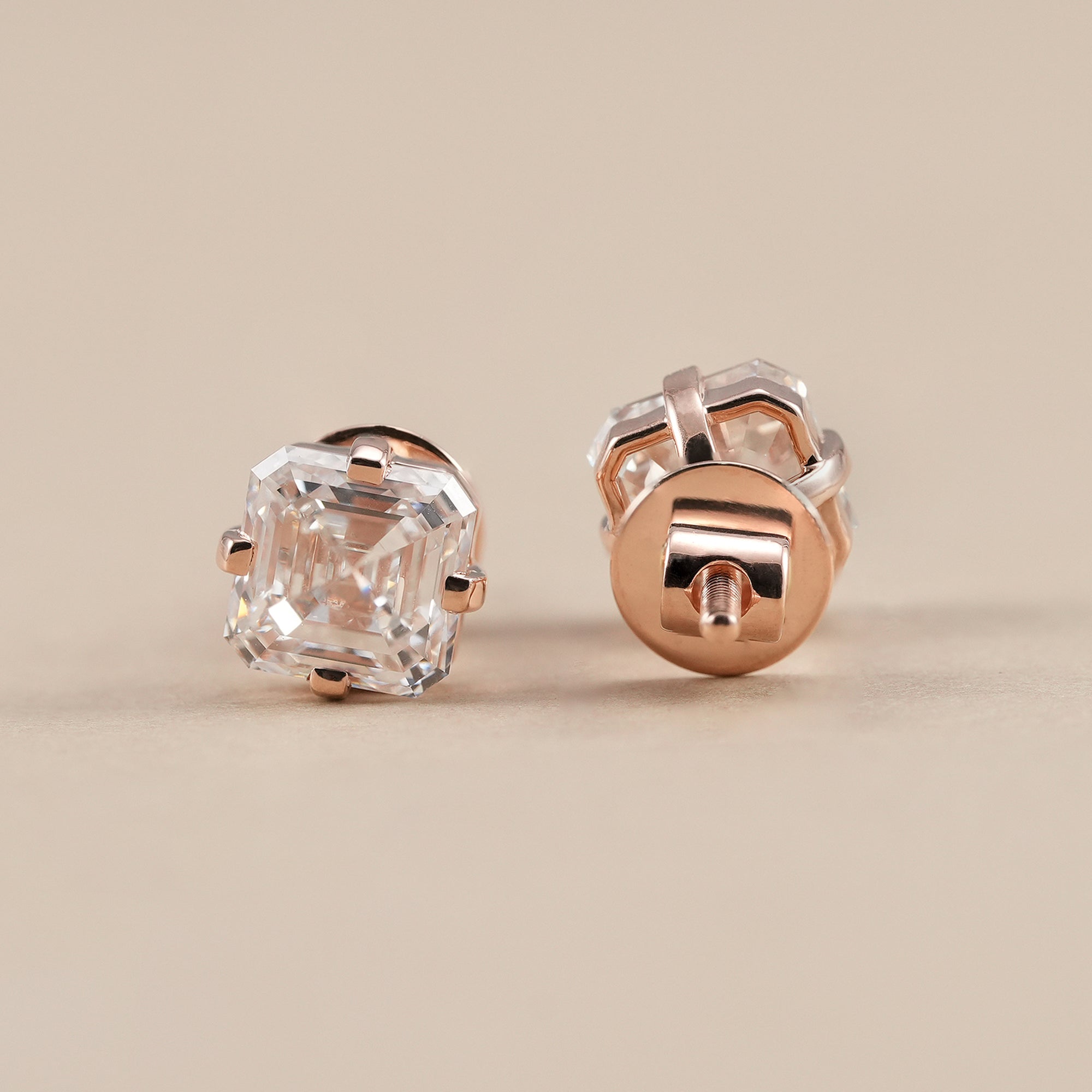Asscher Cut Lab Grown Diamond Stud Earrings