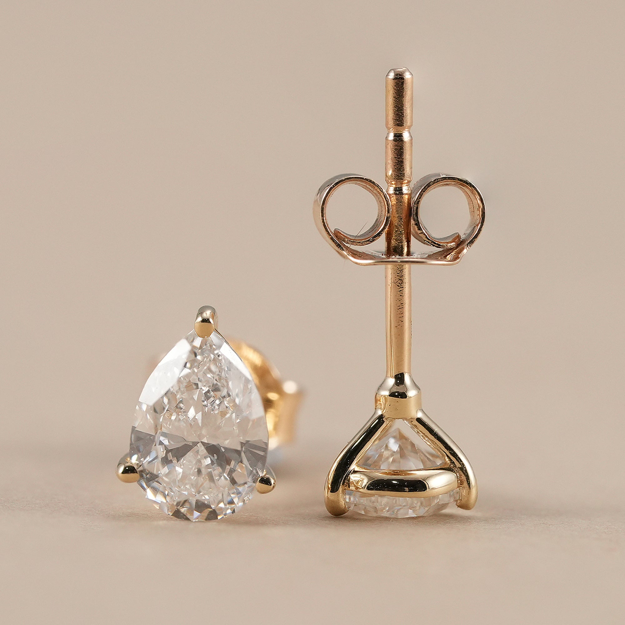Pear Cut Lab Grown Diamond Stud Earrings