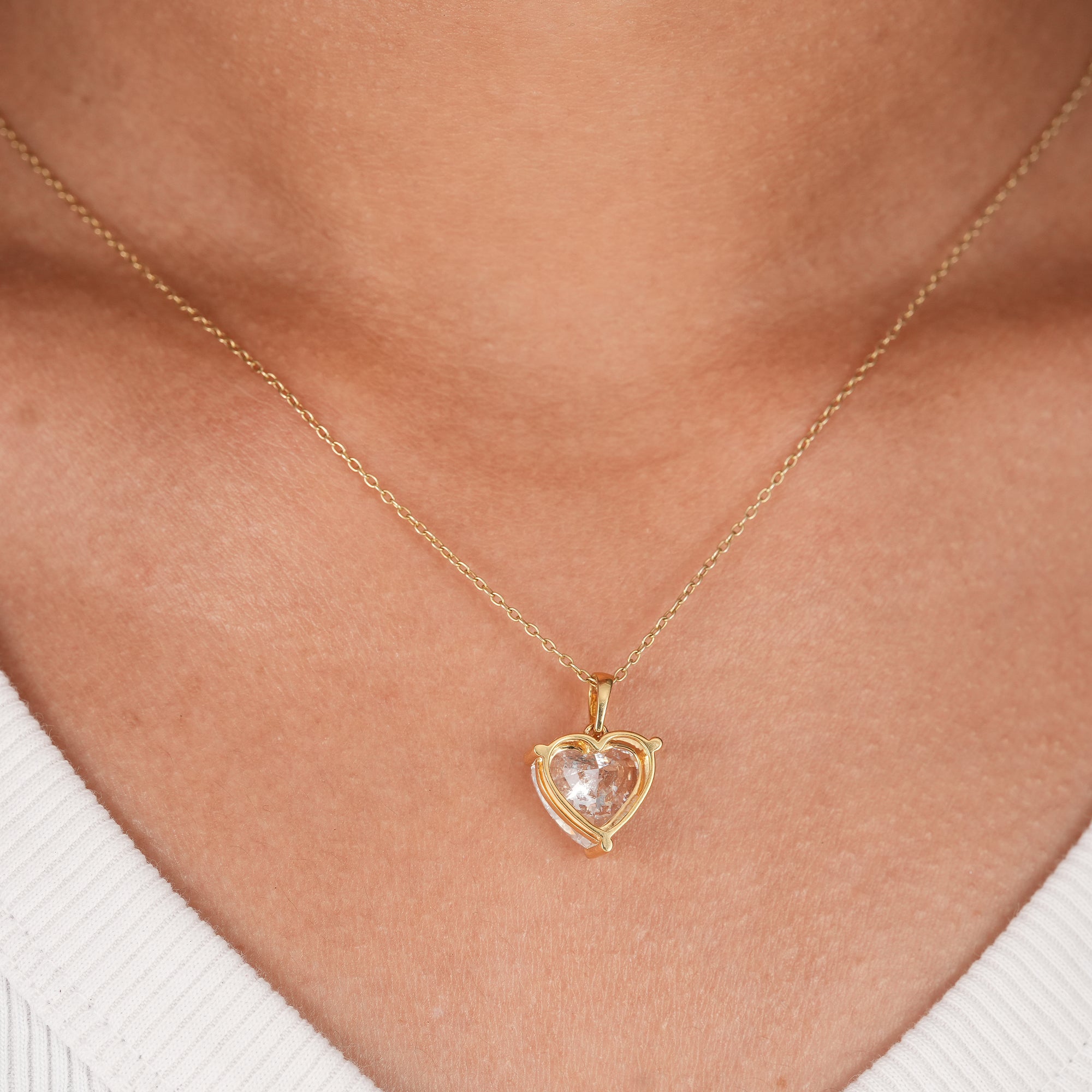 3 CT Heart Cut Lab Diamond Solitaire Pendant Necklace