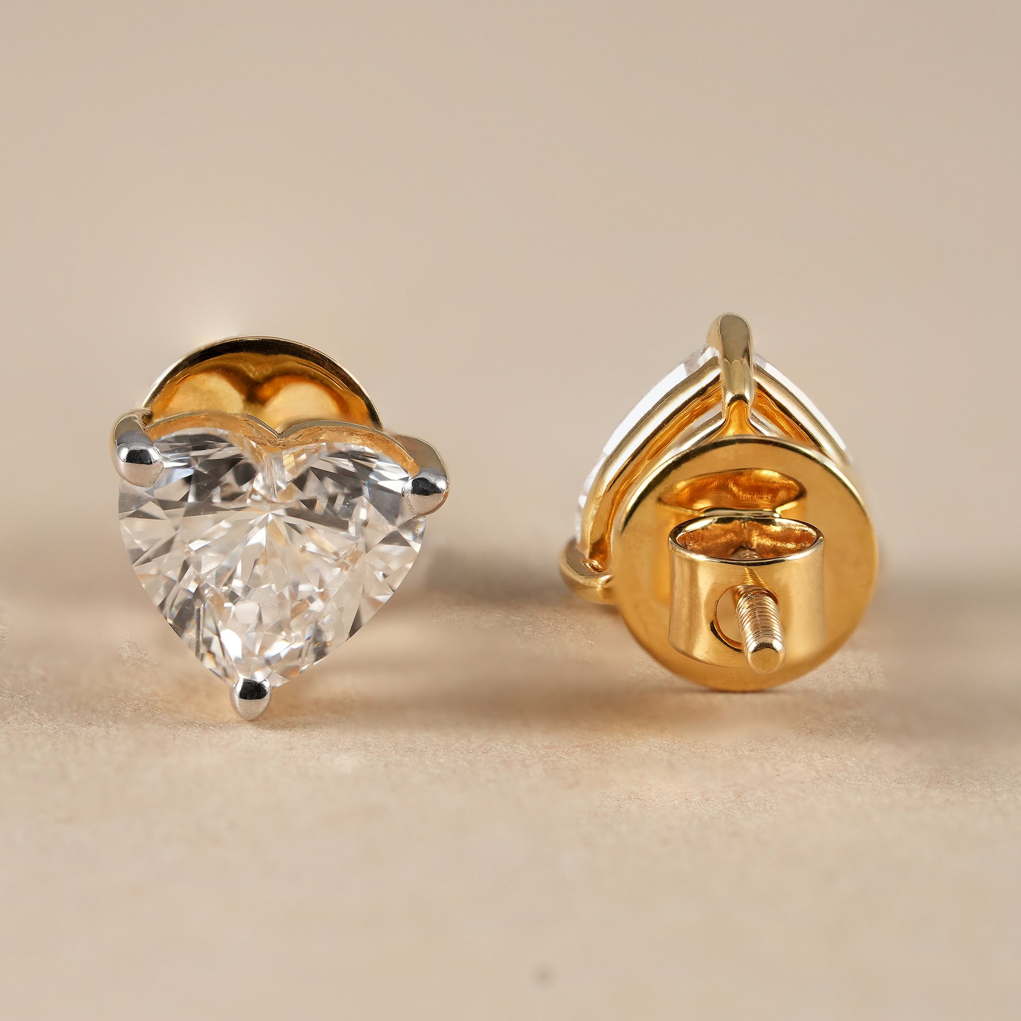 Heart Cut Lab Grown Diamond Stud Earrings