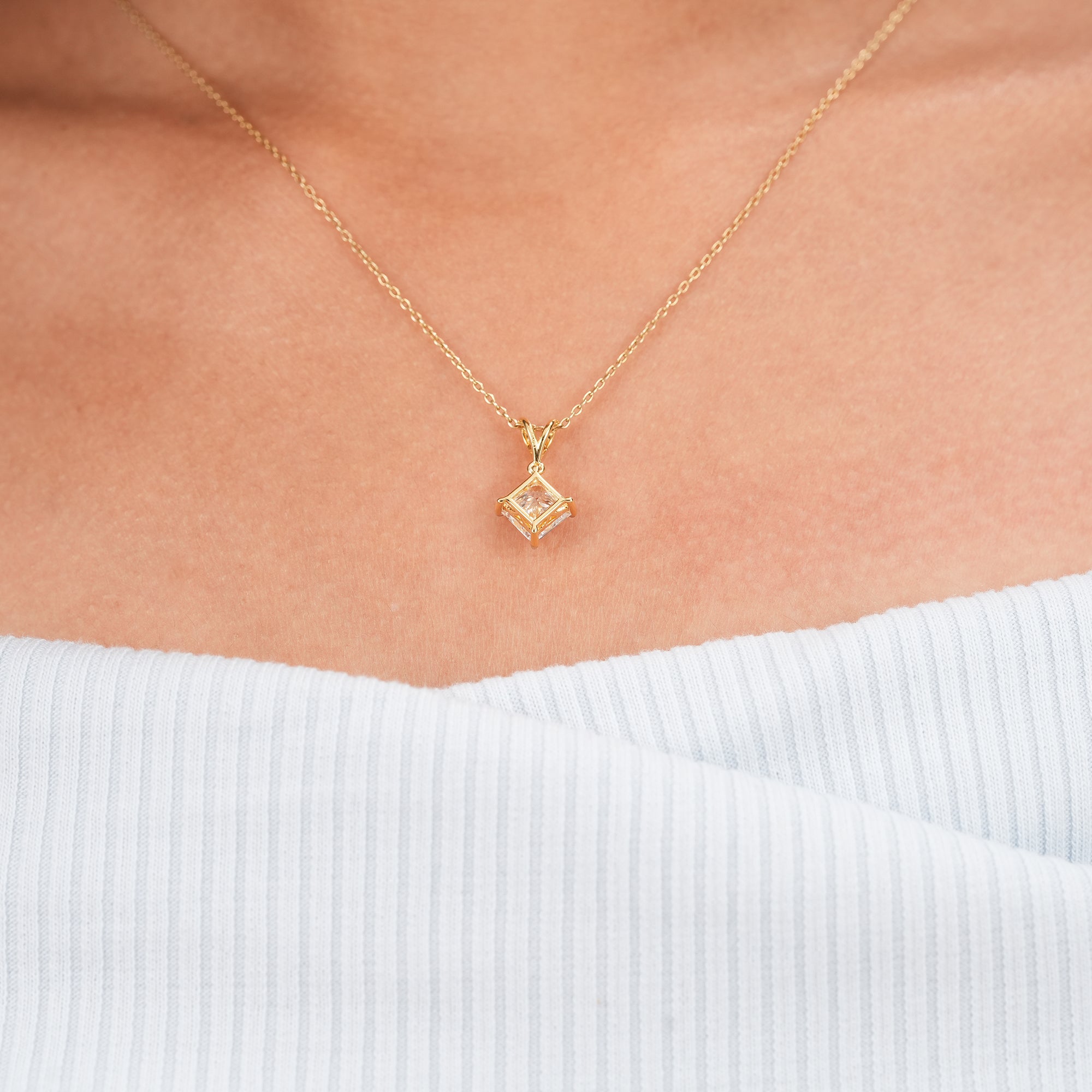 Princess Lab Grown Diamond Solitaire Pendant Necklace