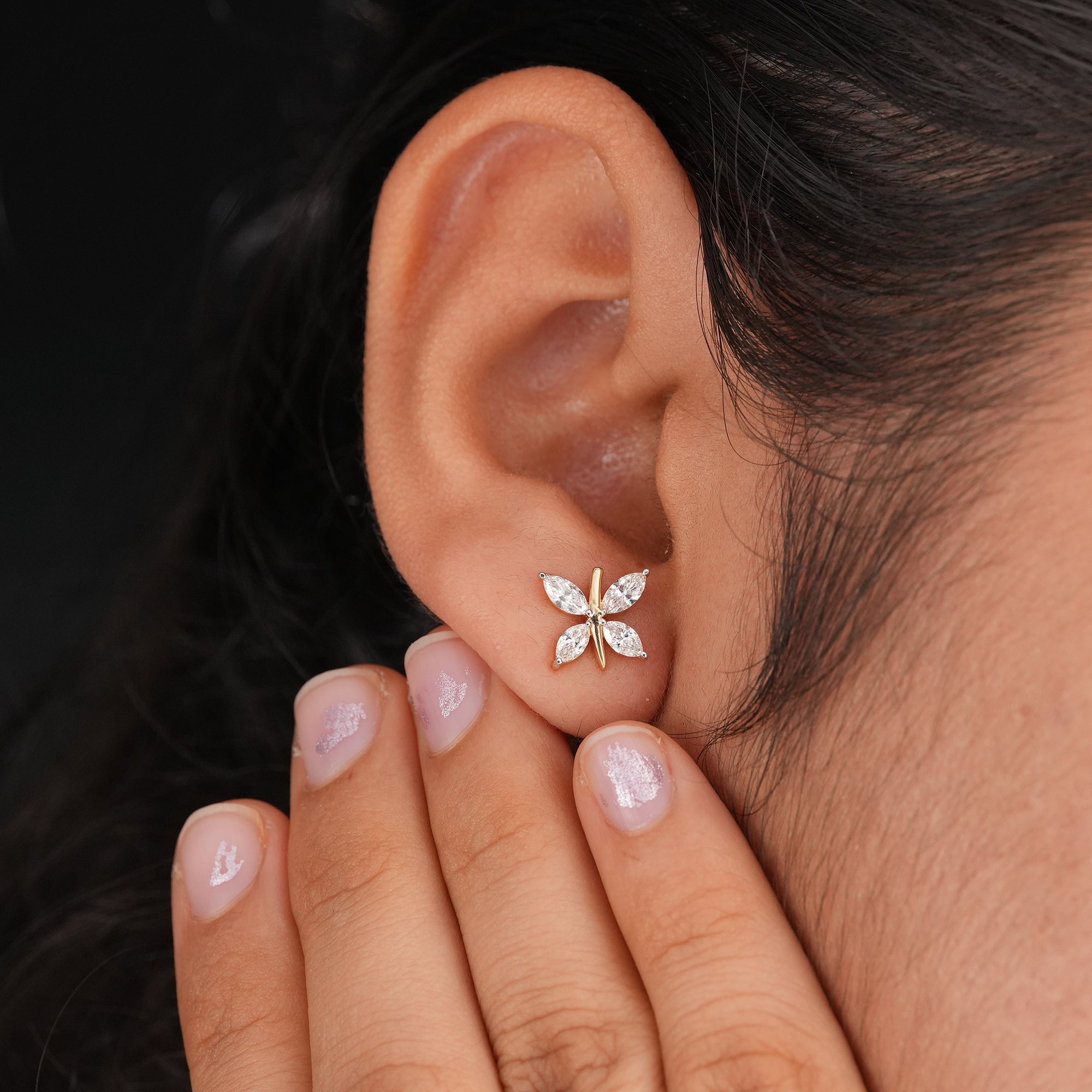 Butterfly Inspired Marquise Lab Diamond Earrings