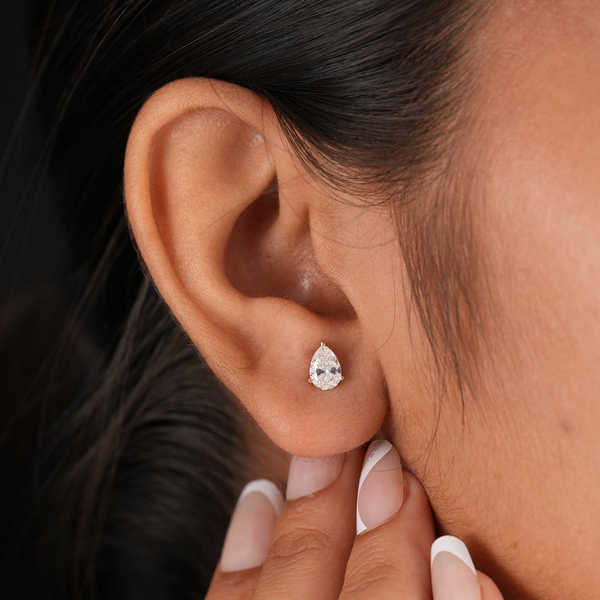 Pear Cut Lab Grown Diamond Stud Earrings