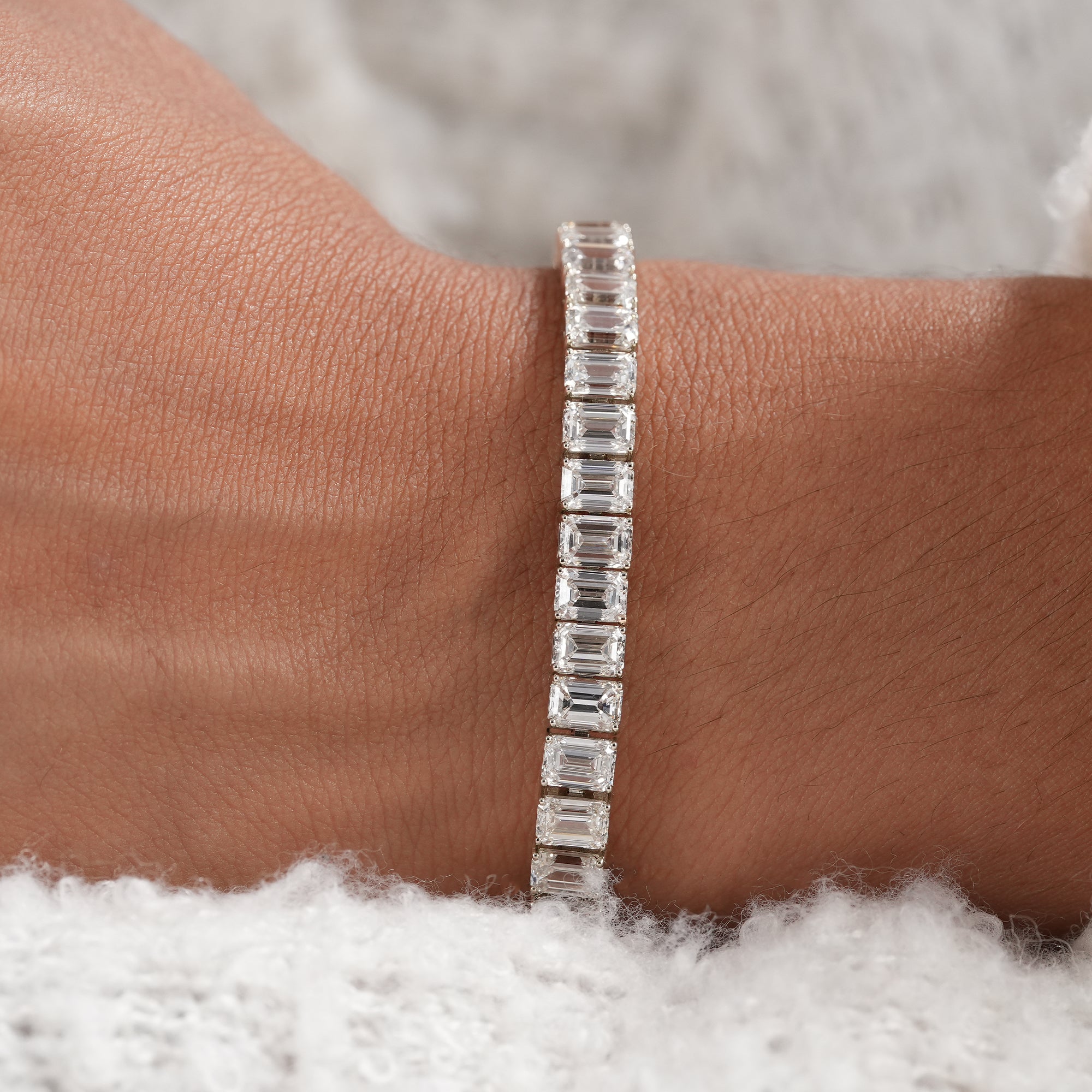 Emerald Cut Lab Grown Diamond Tennis Bracelet