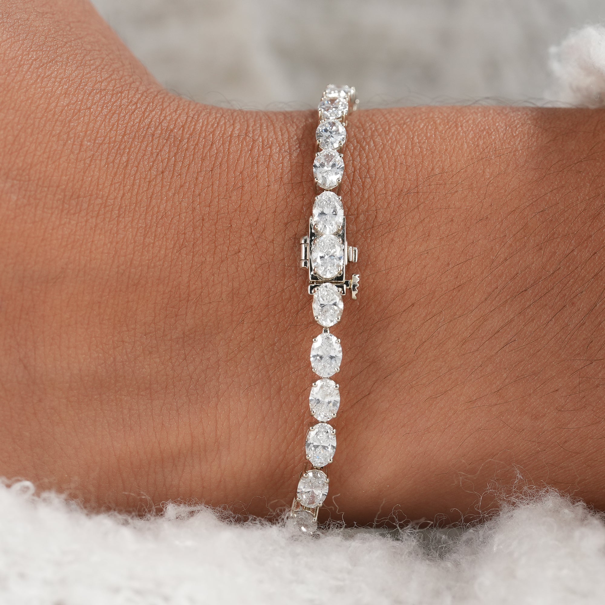 East-West Oval Cut Lab Grown Diamond Tennis Bracelet