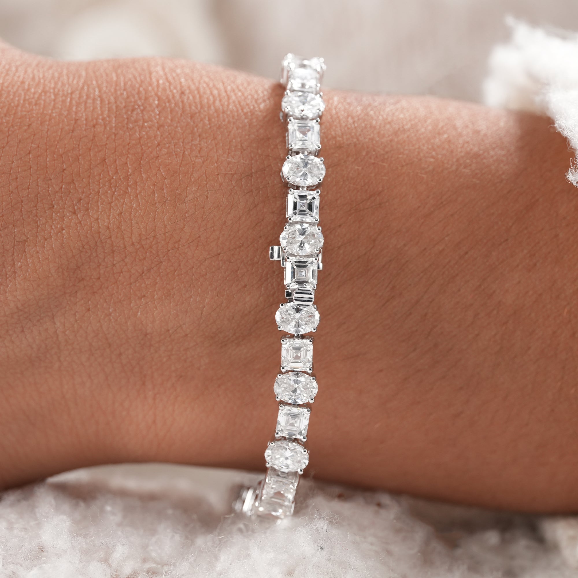 Asscher and Oval Alternative Lab Diamond Tennis Bracelet