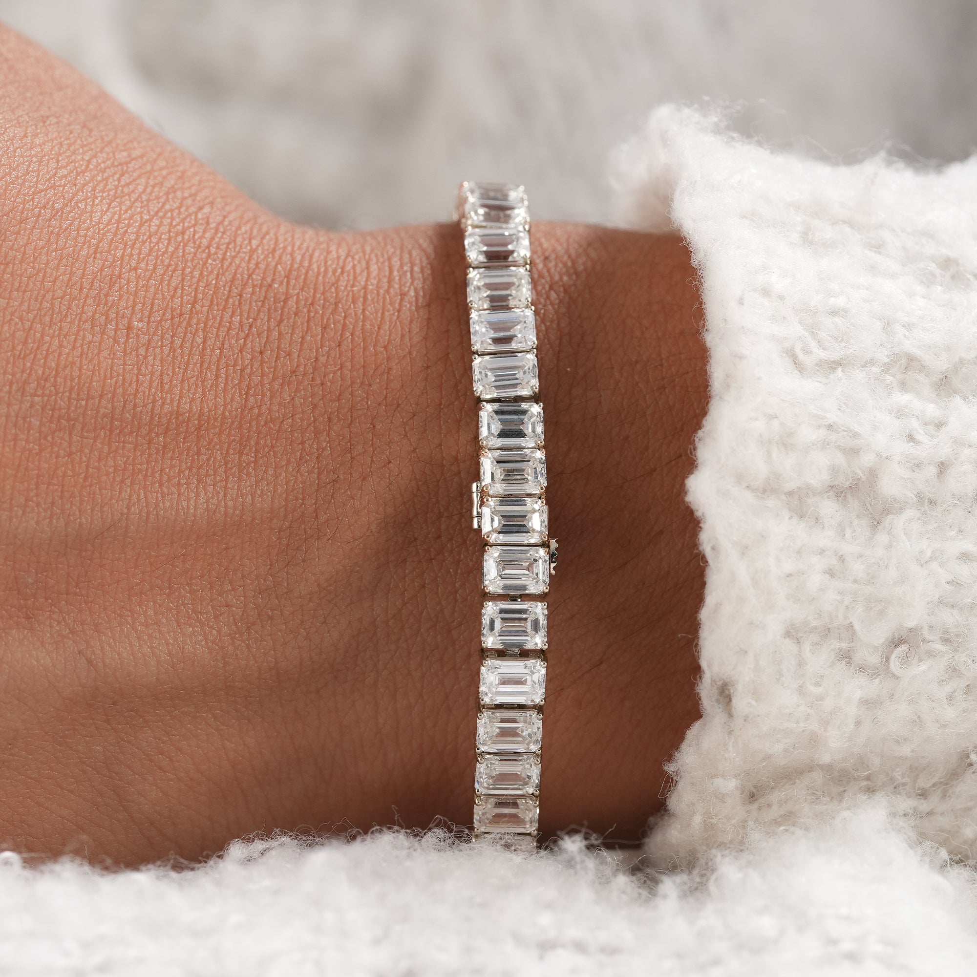 Emerald Cut Lab Grown Diamond Tennis Bracelet