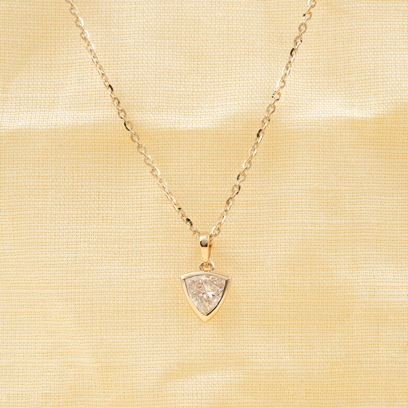 Bezel Set Trillion Cut Lab Grown Diamond Solitaire Pendant Necklace