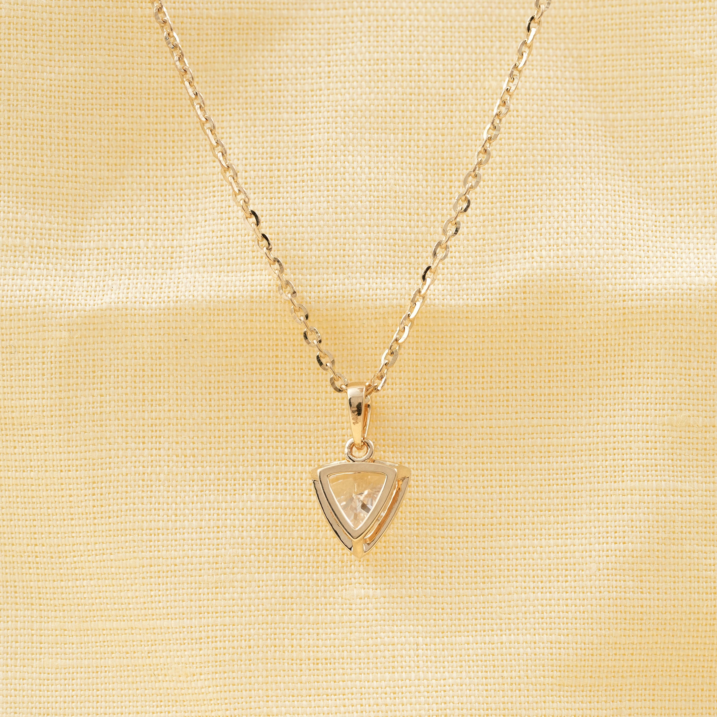 Bezel Set Trillion Cut Lab Grown Diamond Solitaire Pendant Necklace