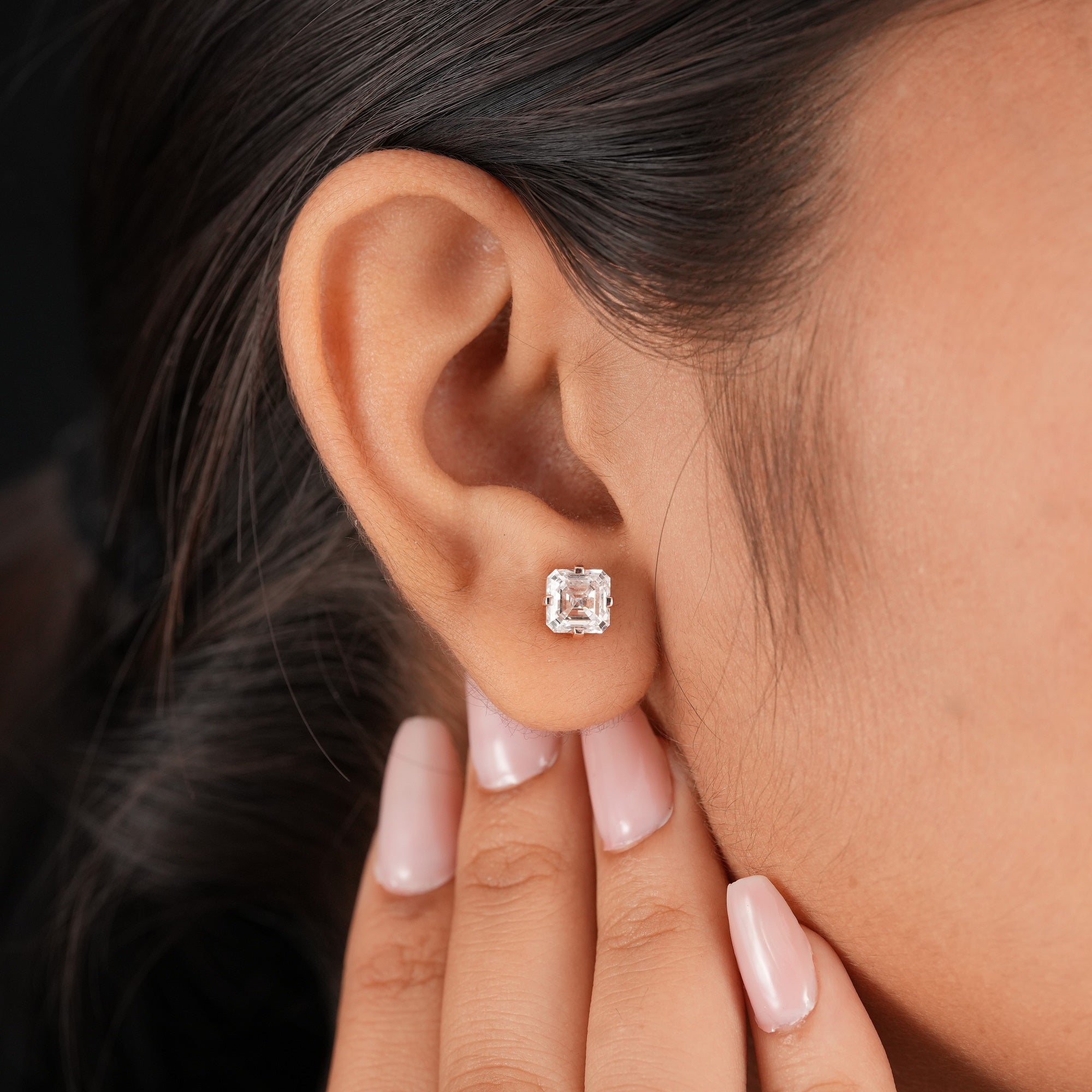 Asscher Cut Lab Grown Diamond Stud Earrings