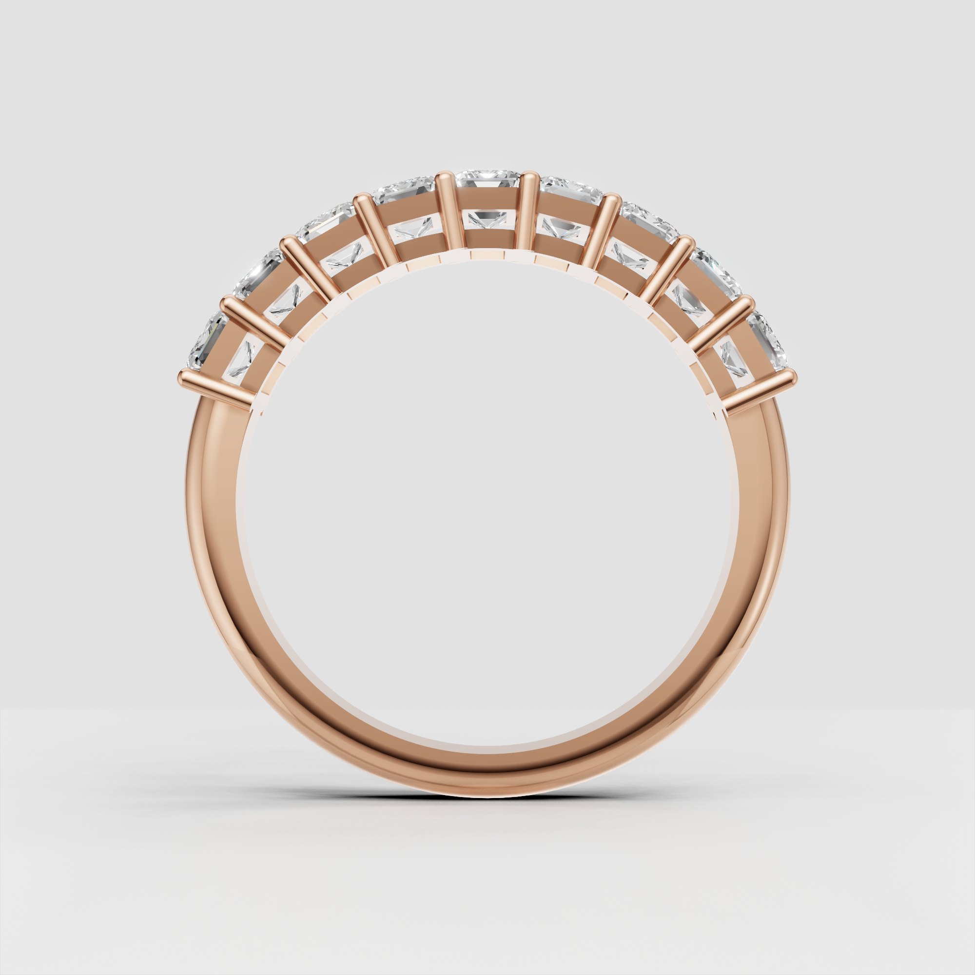 Emerald Cut Lab Grown Diamond Eternity Wedding Band