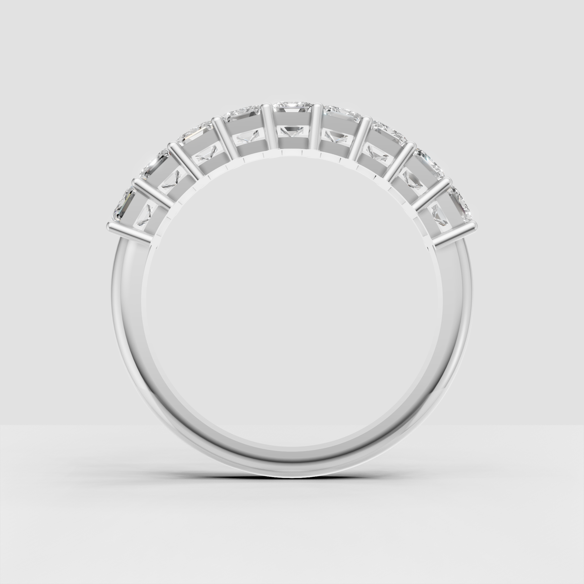 Emerald Cut Lab Grown Diamond Eternity Wedding Band