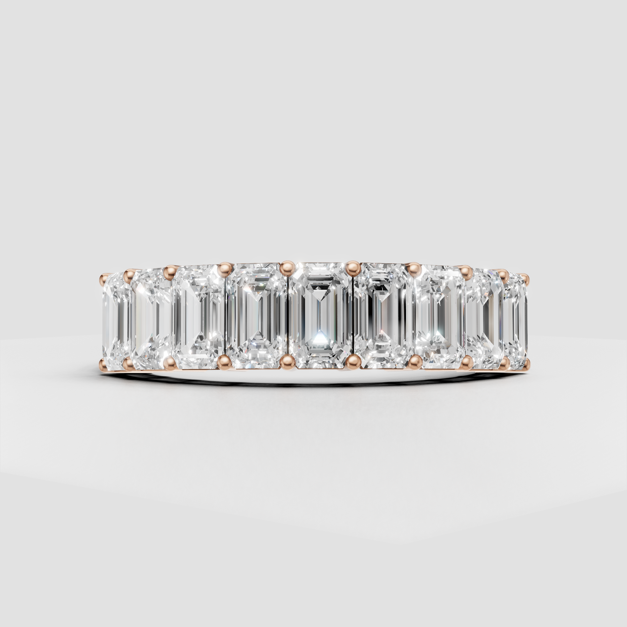 Emerald Cut Lab Grown Diamond Eternity Wedding Band