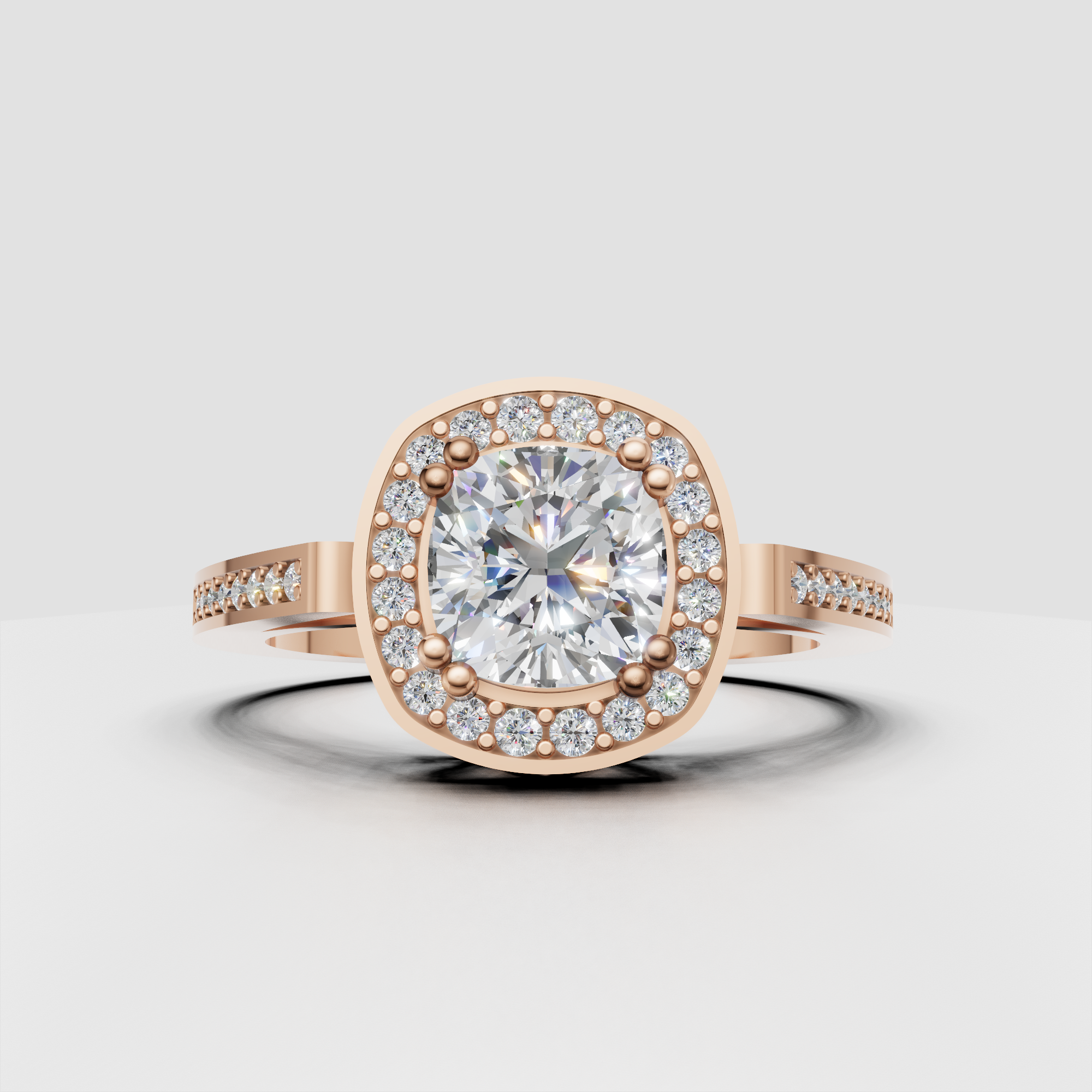 Cushion Cut Lab Grown Diamond Halo Engagement Ring
