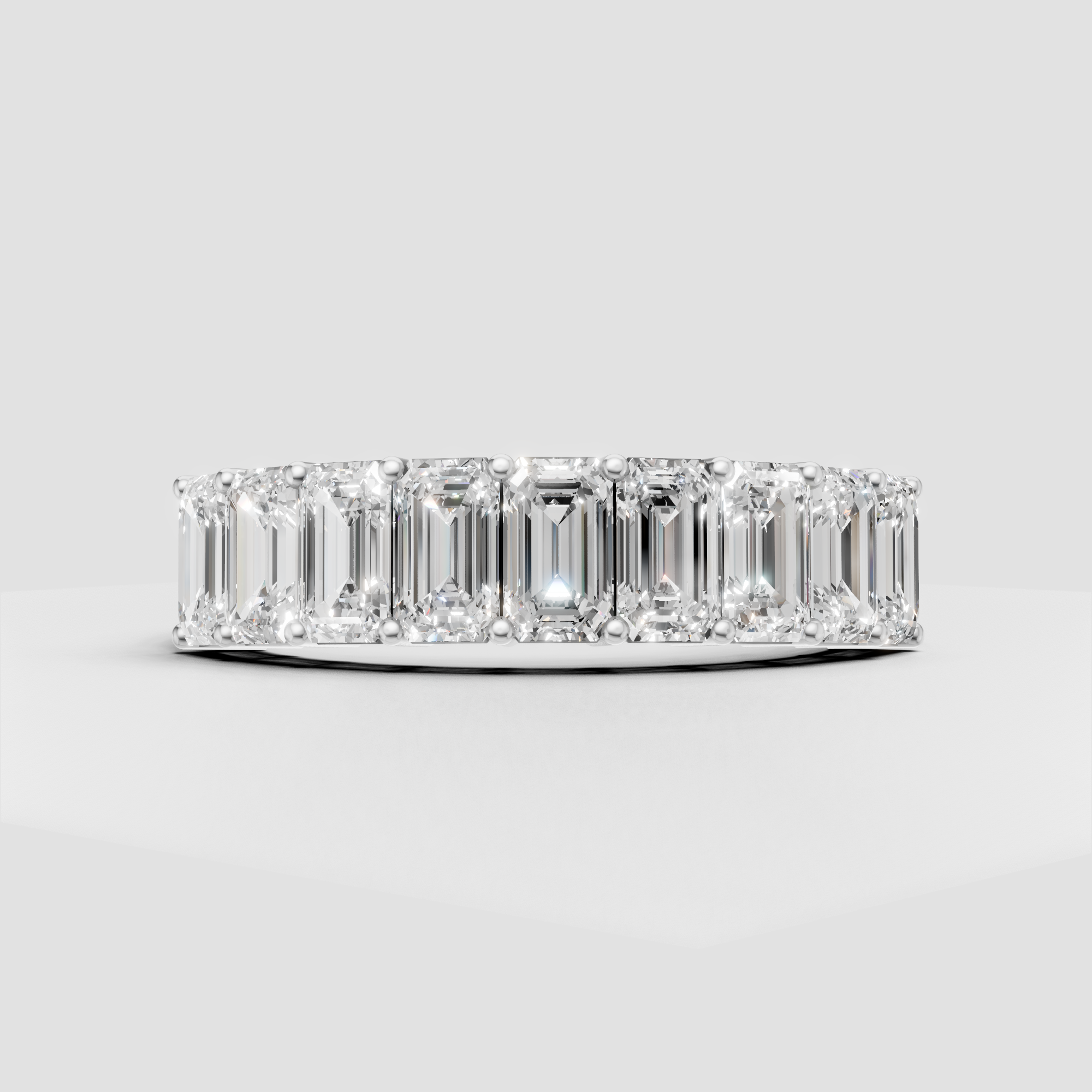 Emerald Cut Lab Grown Diamond Eternity Wedding Band