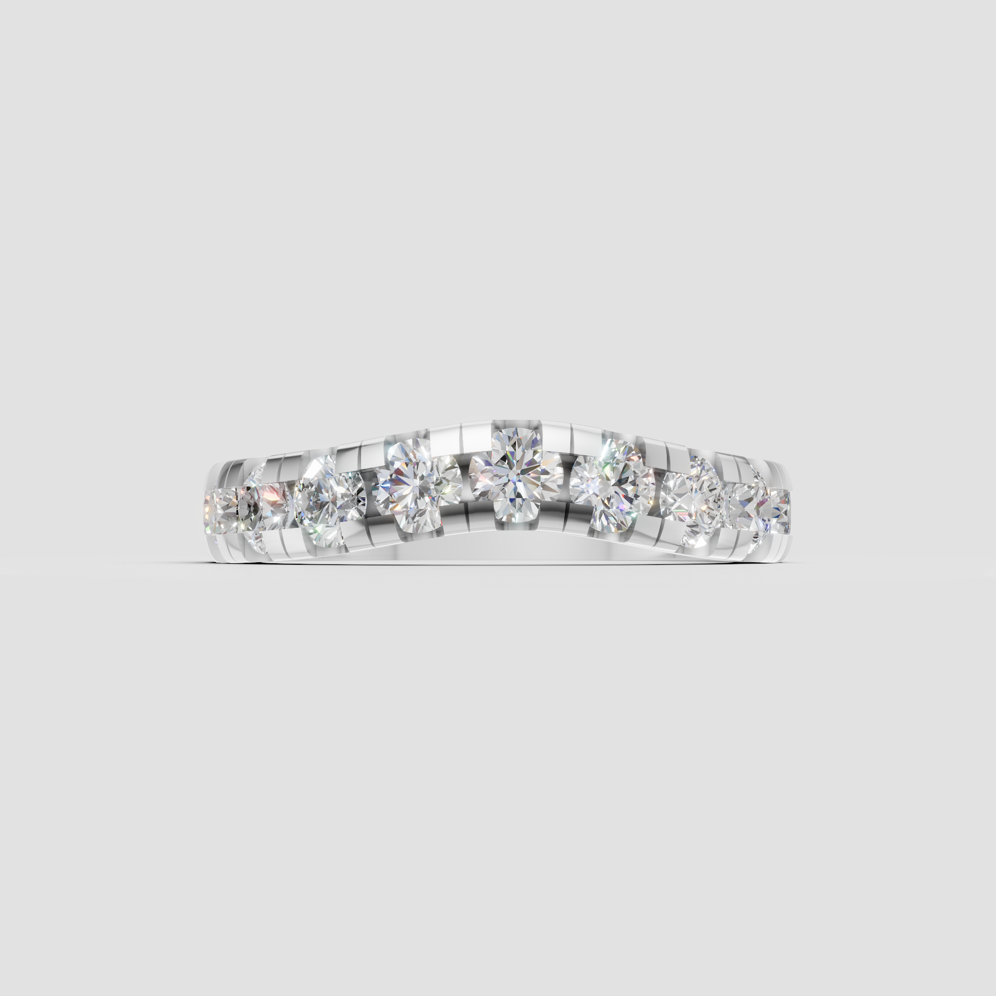 Curved Lab Grown Diamond Wedding Band