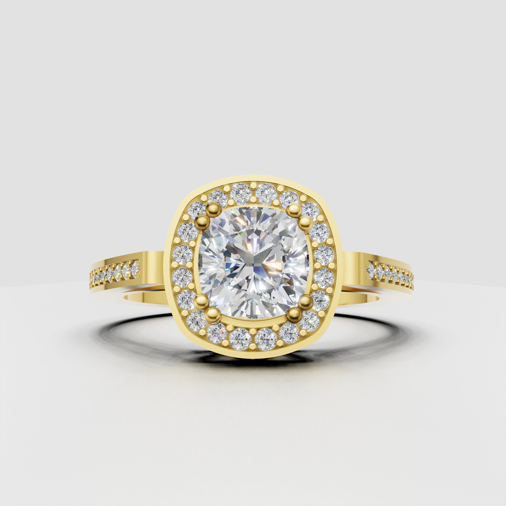 Cushion Cut Lab Grown Diamond Halo Engagement Ring