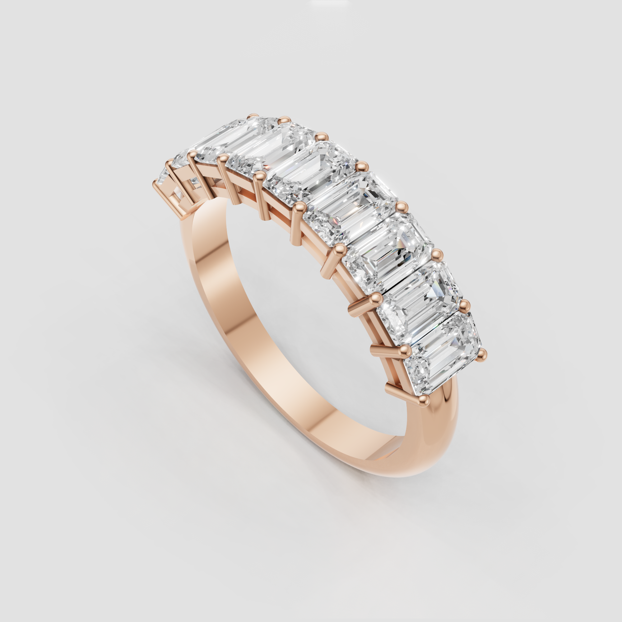 Emerald Cut Lab Grown Diamond Eternity Wedding Band