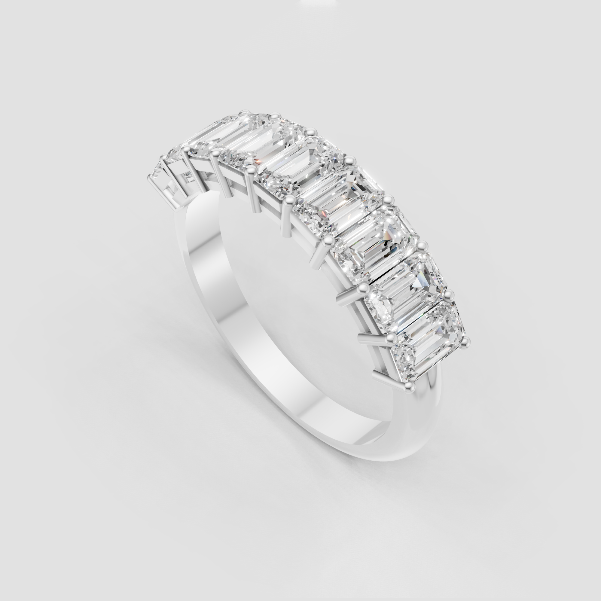 Emerald Cut Lab Grown Diamond Eternity Wedding Band