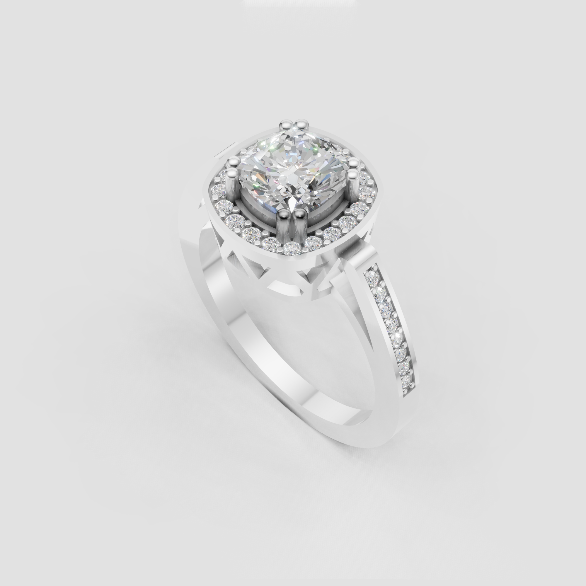 Cushion Cut Lab Grown Diamond Halo Engagement Ring