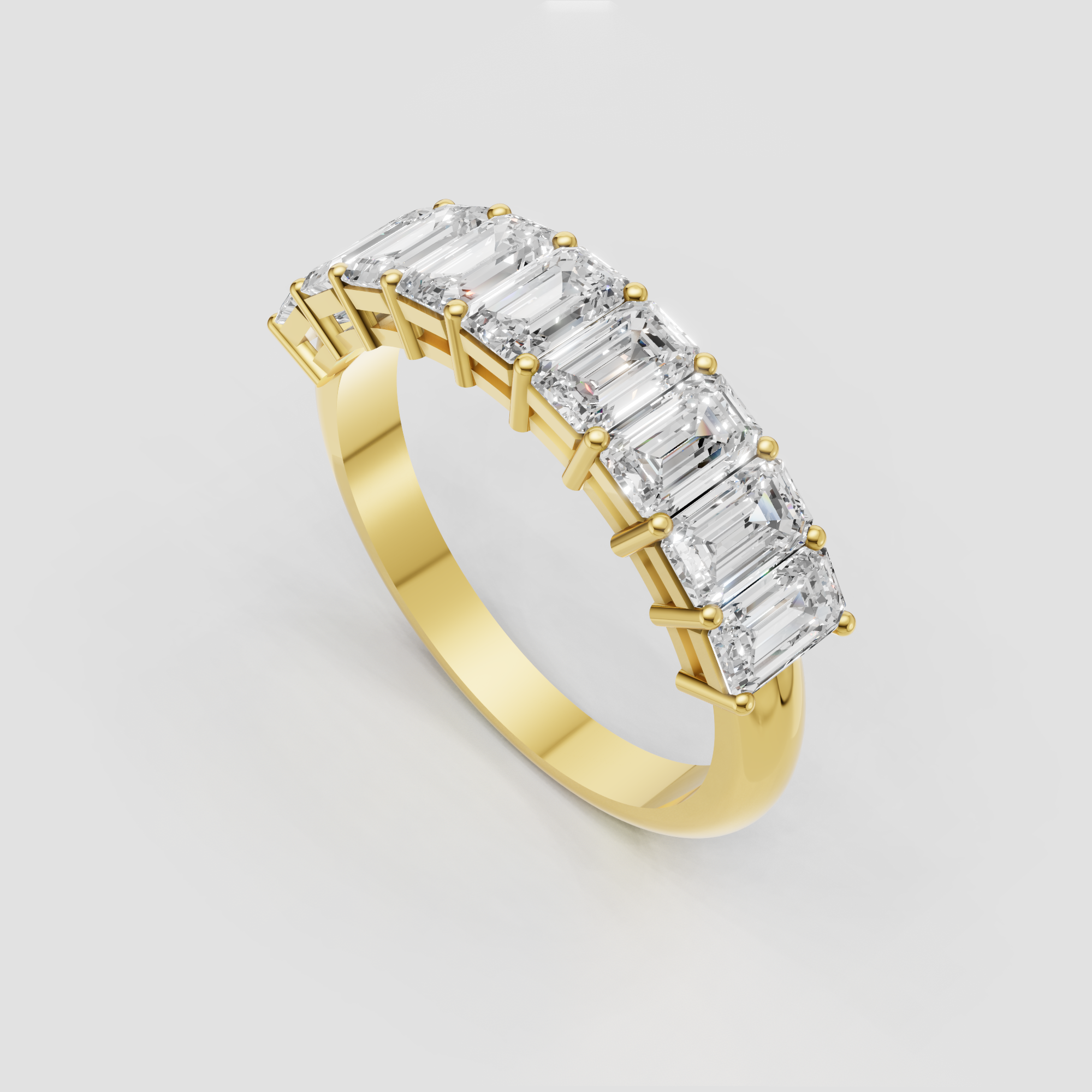 Emerald Cut Lab Grown Diamond Eternity Wedding Band