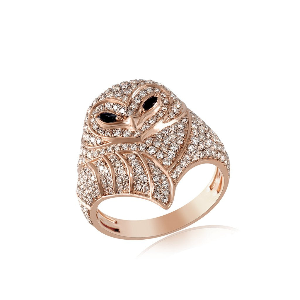 Full Iced Out 3D OWL Hip Hop Mens Fashion Ring